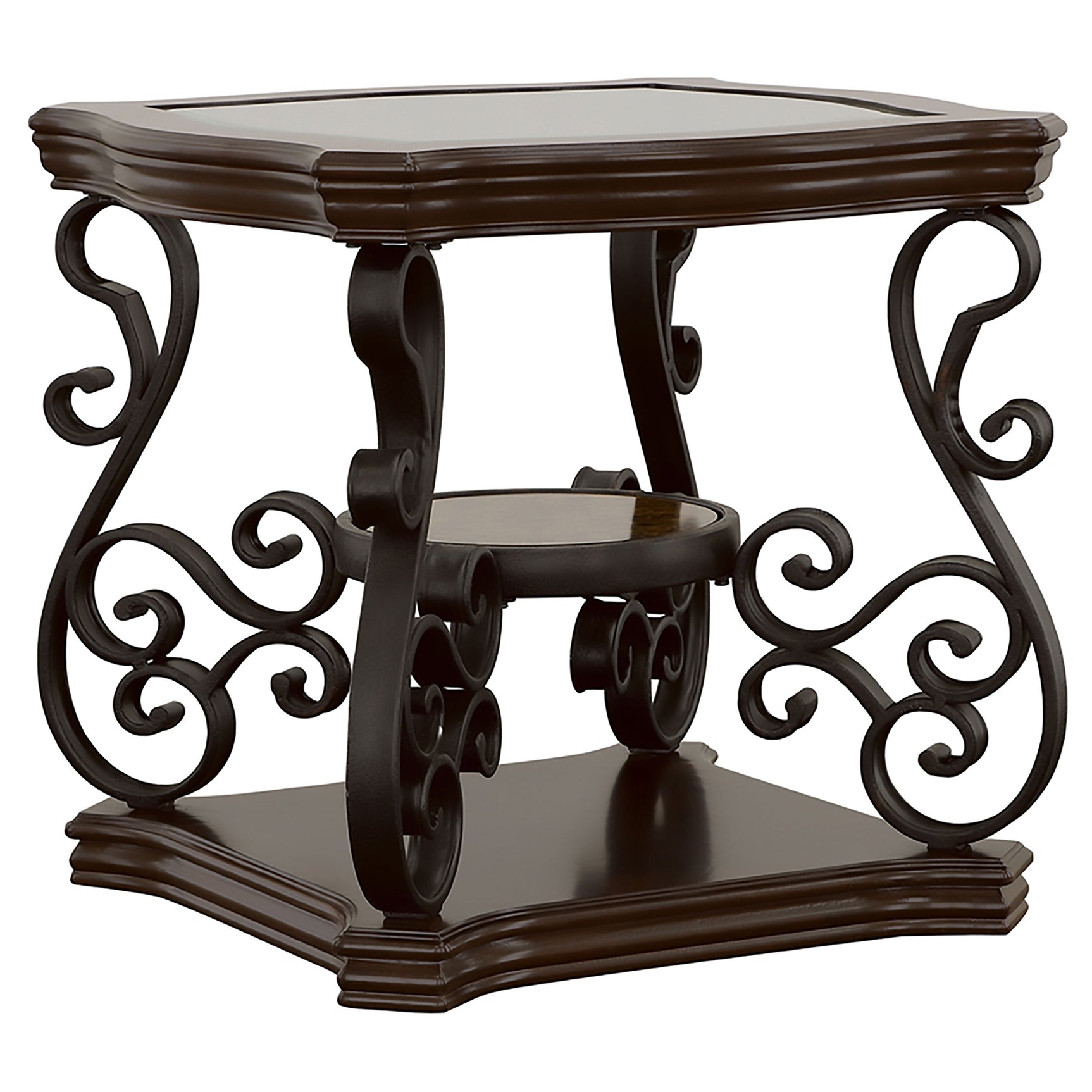 Tampa Furniture Outlet - Coaster - Laney 1-shelf Glass Top Square End Table Deep Merlot - 702447