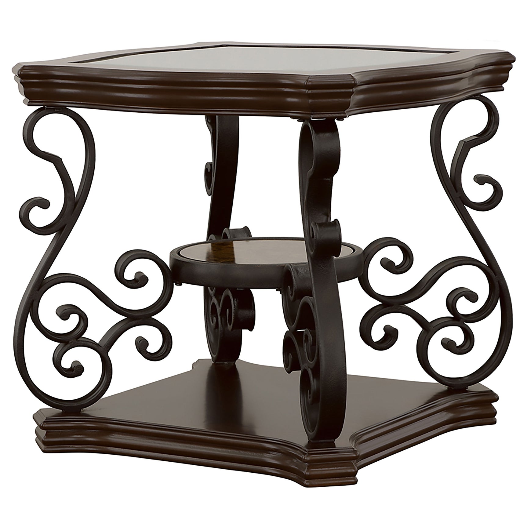 Laney 1-shelf Glass Top Square End Table Deep Merlot
