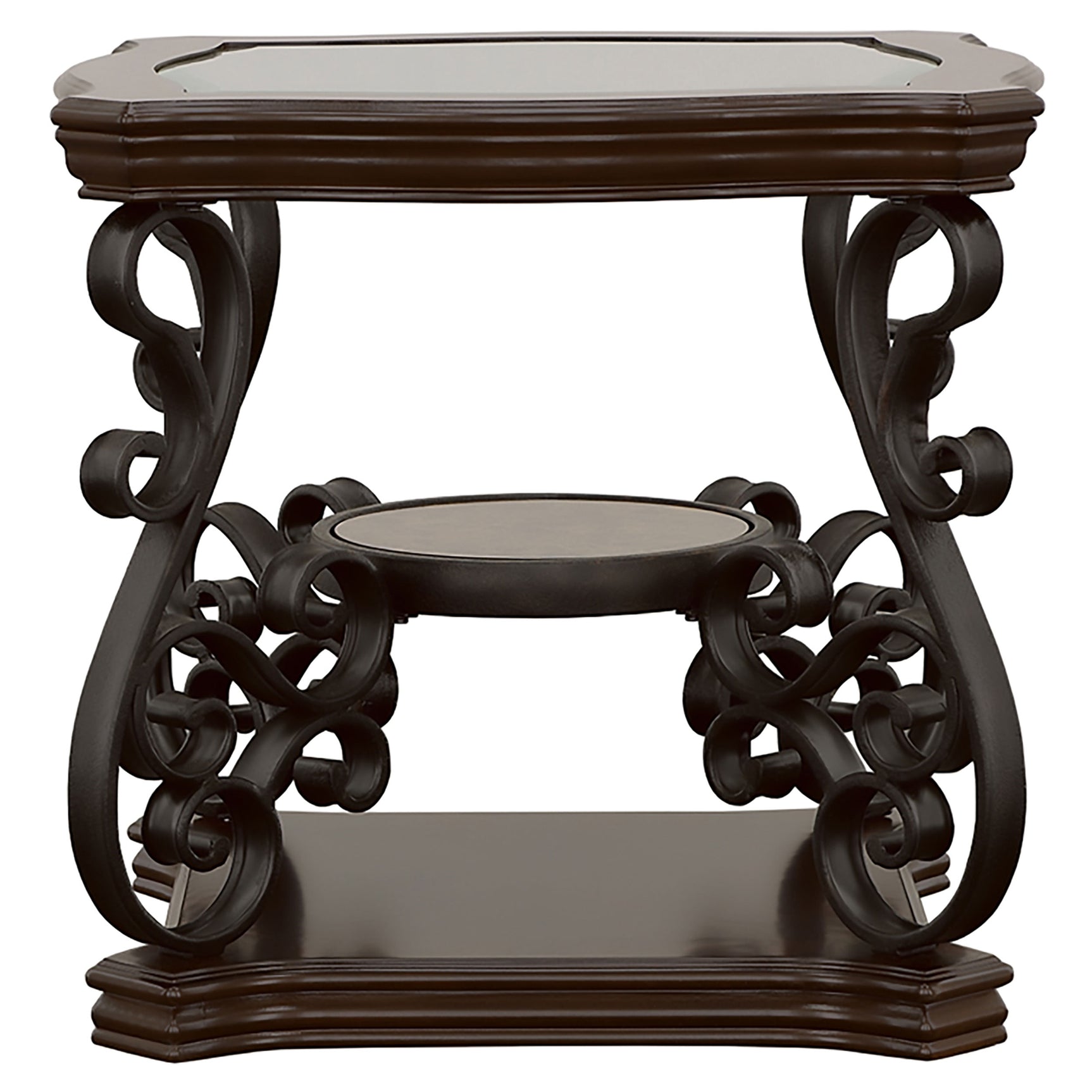 Laney 1-shelf Glass Top Square End Table Deep Merlot