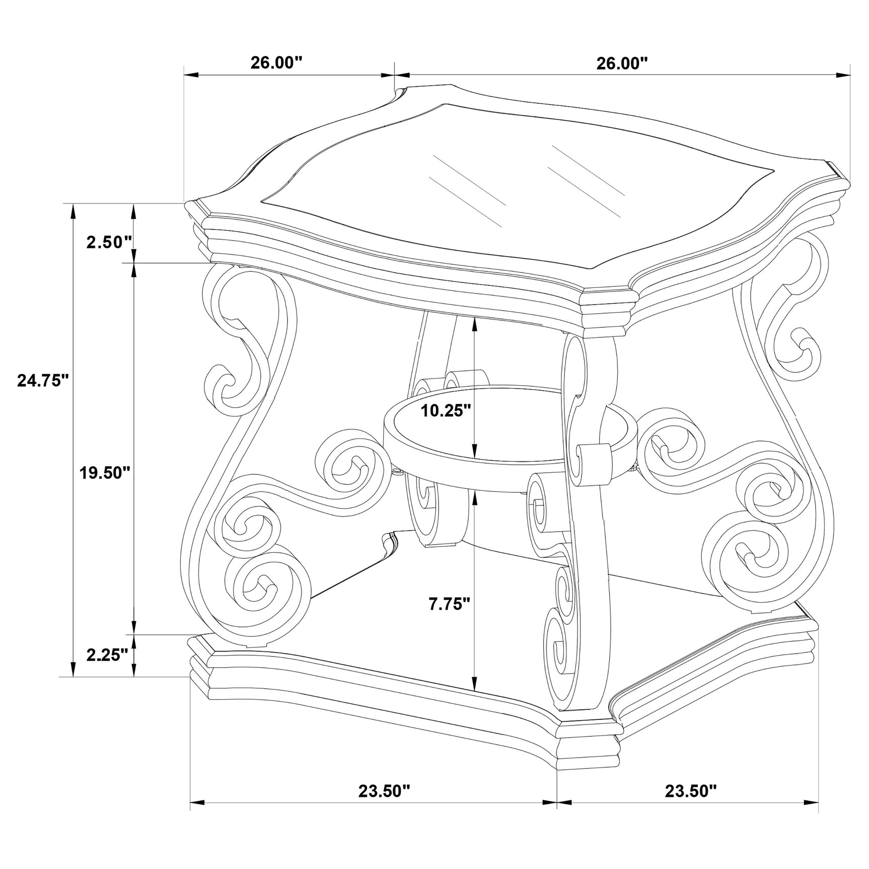Laney 1-shelf Glass Top Square End Table Deep Merlot