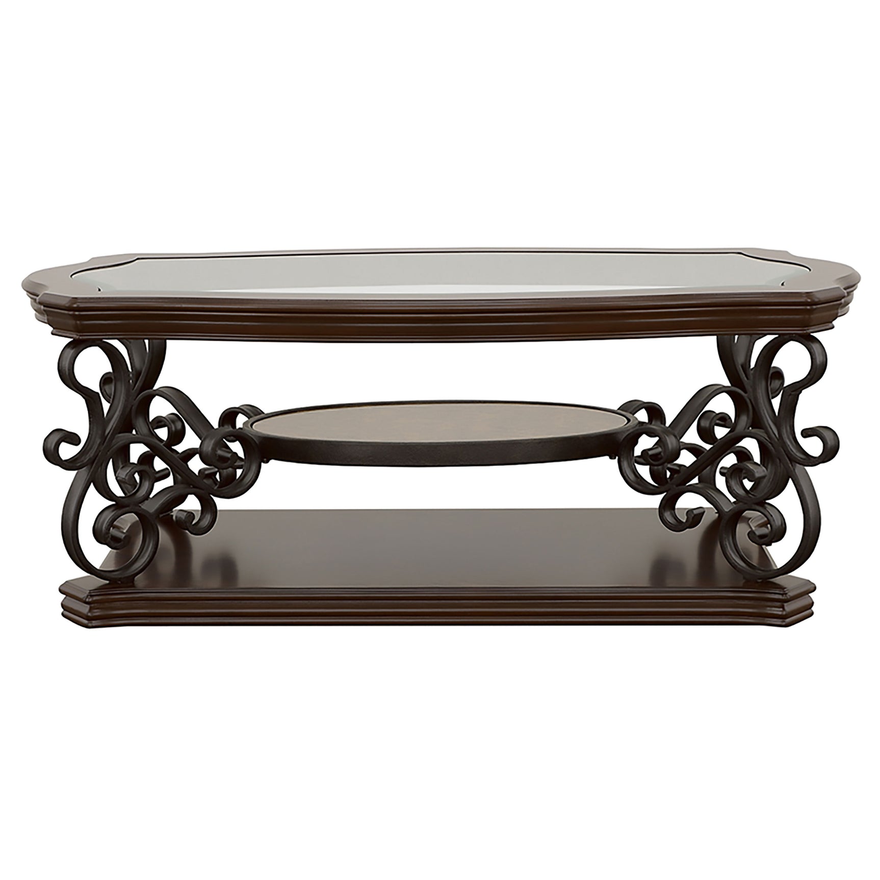 Laney 1-shelf Glass Top Rectangular Coffee Table Deep Merlot - Tampa Furniture Outlet