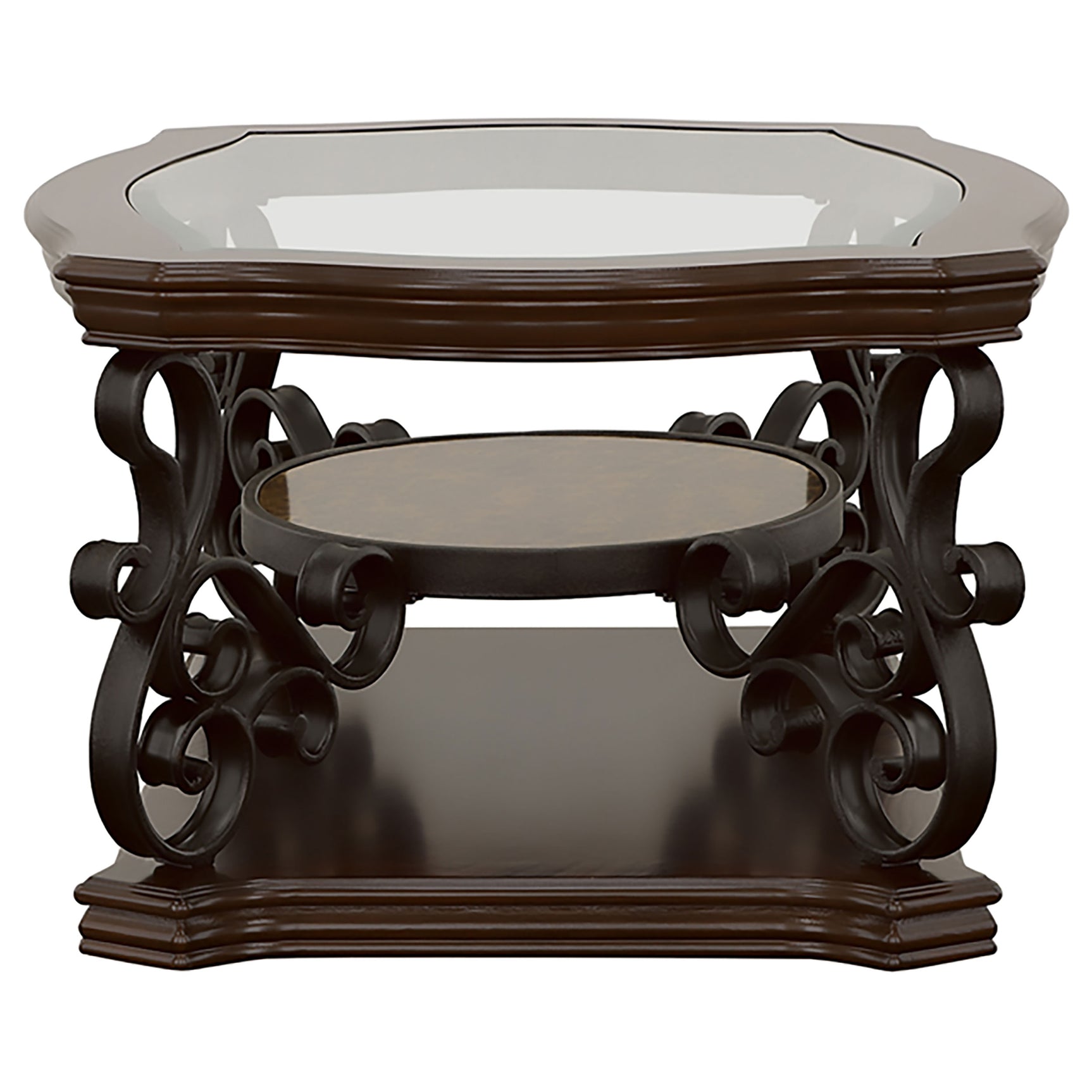 Laney 1-shelf Glass Top Rectangular Coffee Table Deep Merlot - Tampa Furniture Outlet