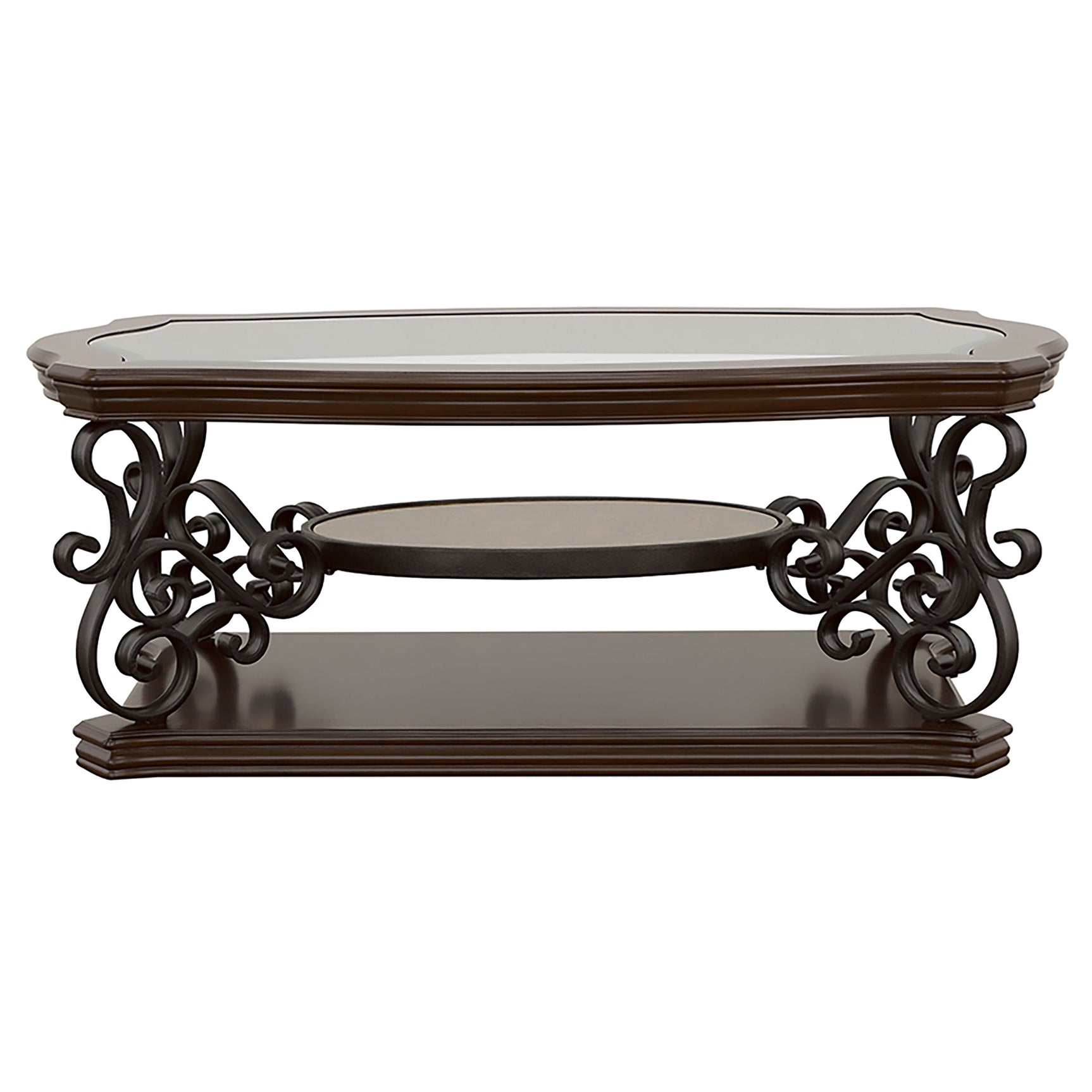 Laney 1-shelf Glass Top Rectangular Coffee Table Deep Merlot - Tampa Furniture Outlet