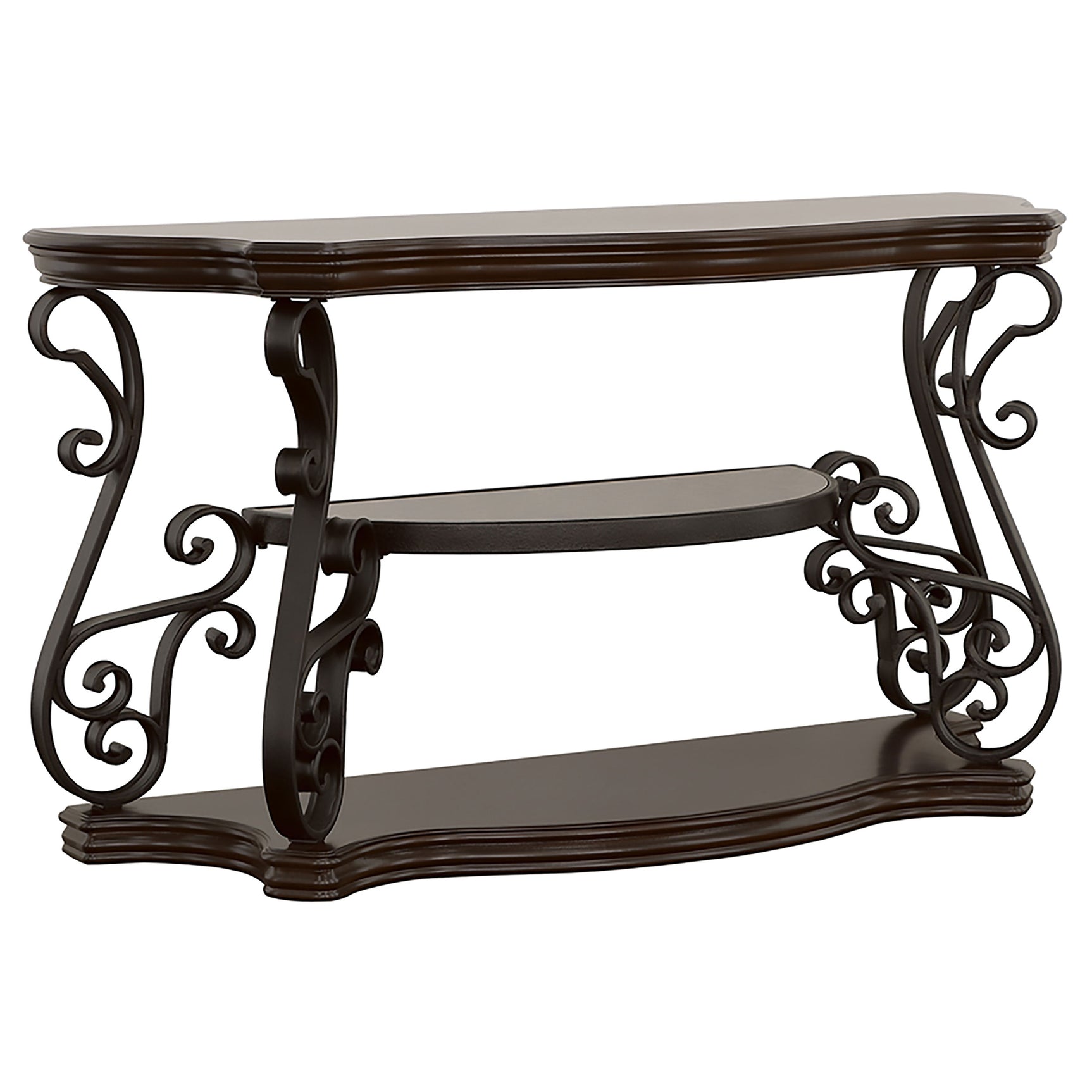 Tampa Furniture Outlet - Coaster - Laney Scrollwork Entryway Sofa Console Table Deep Merlot - 702449