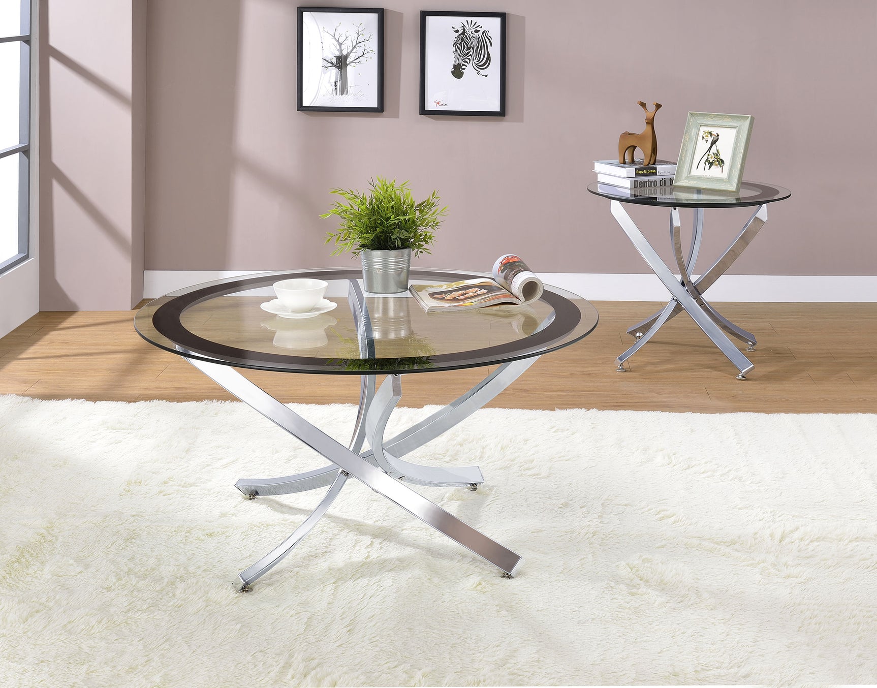 Tampa Furniture Outlet - Coaster - Brooke 2-piece Round Coffee and End Table Set Chrome - 702588-S2