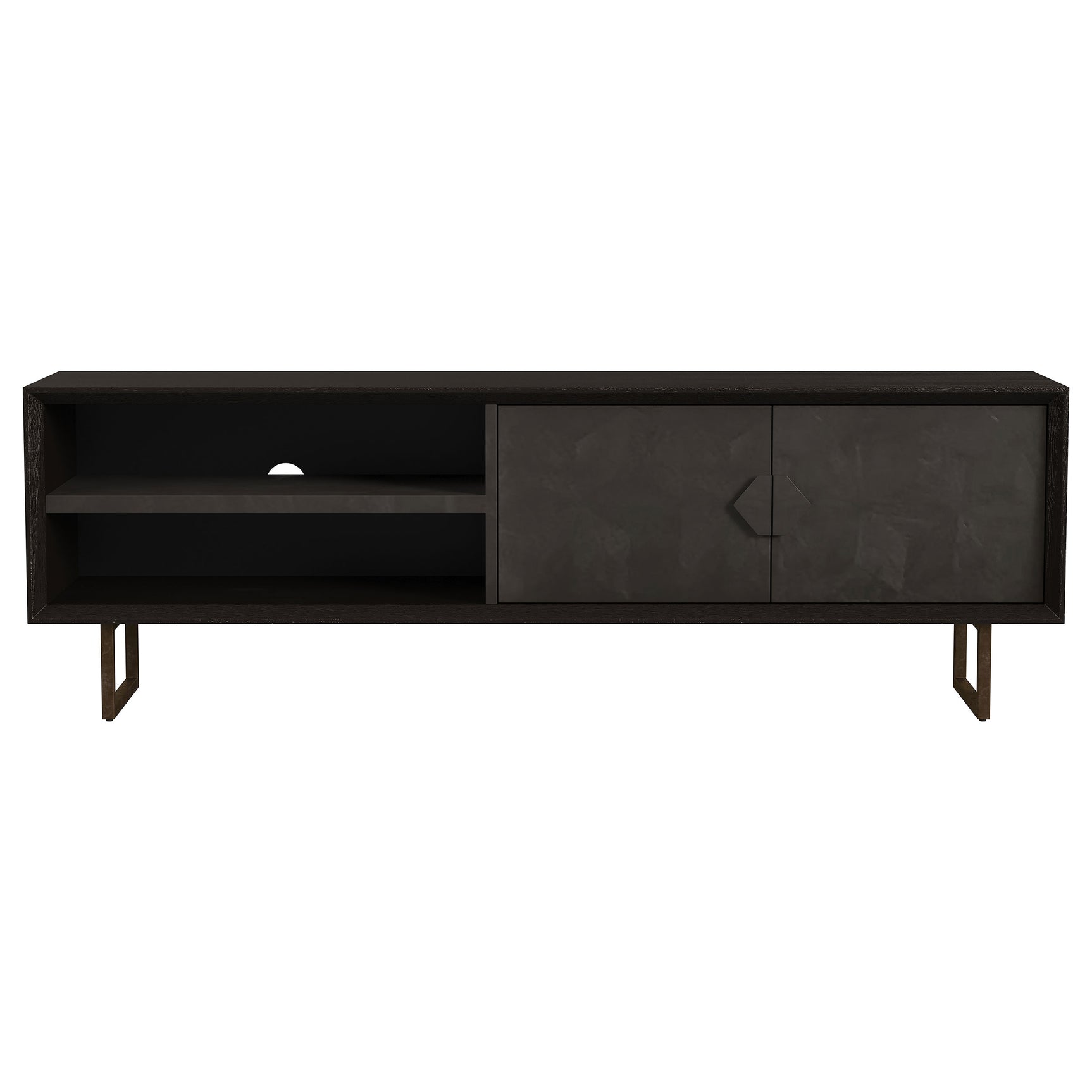 Marsden 2-door Mango Wood 70-inch TV Stand Charcoal Black - Tampa Furniture Outlet