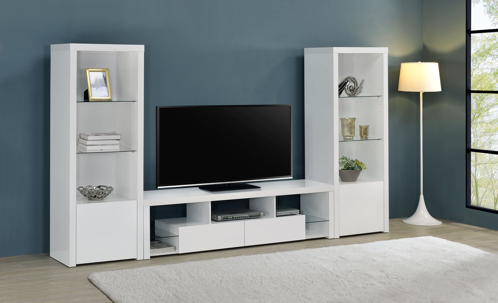 Jude 2-drawer Engineered Wood 71-inch TV Stand High Gloss White - Tampa Furniture Outlet