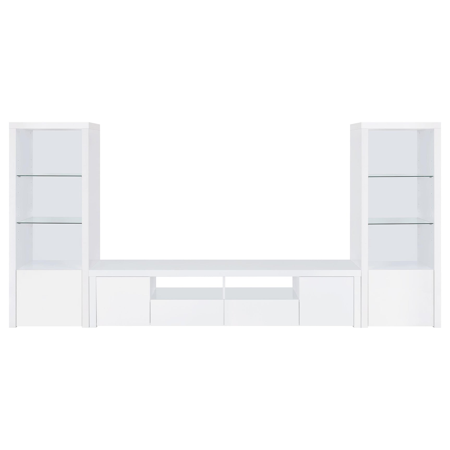 Jude 3-shelf Engineered Wood Media Tower High Gloss White - Tampa Furniture Outlet