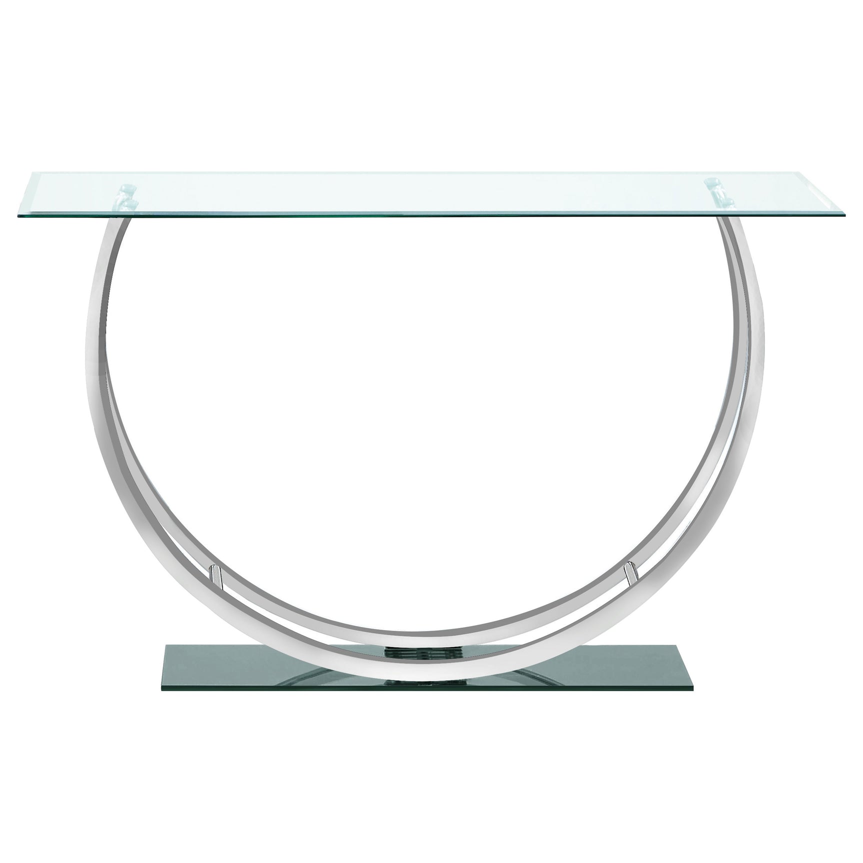 Danville U-shaped Glass Top Entryway Console Table Chrome - Tampa Furniture Outlet