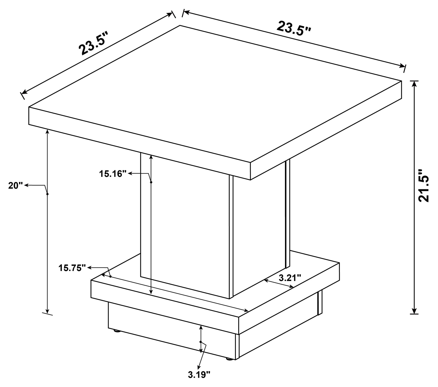 Reston Square Engineered Wood Side End Table Cappuccino - Tampa Furniture Outlet