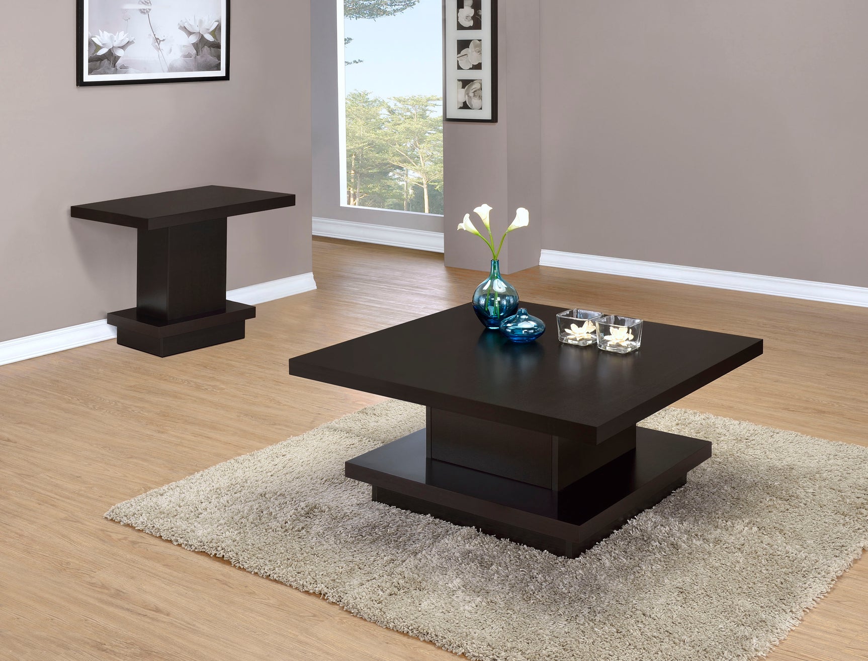 Tampa Furniture Outlet - Coaster - Reston 2-piece Square Coffee and End Table Set Cappuccino - 705168-S2