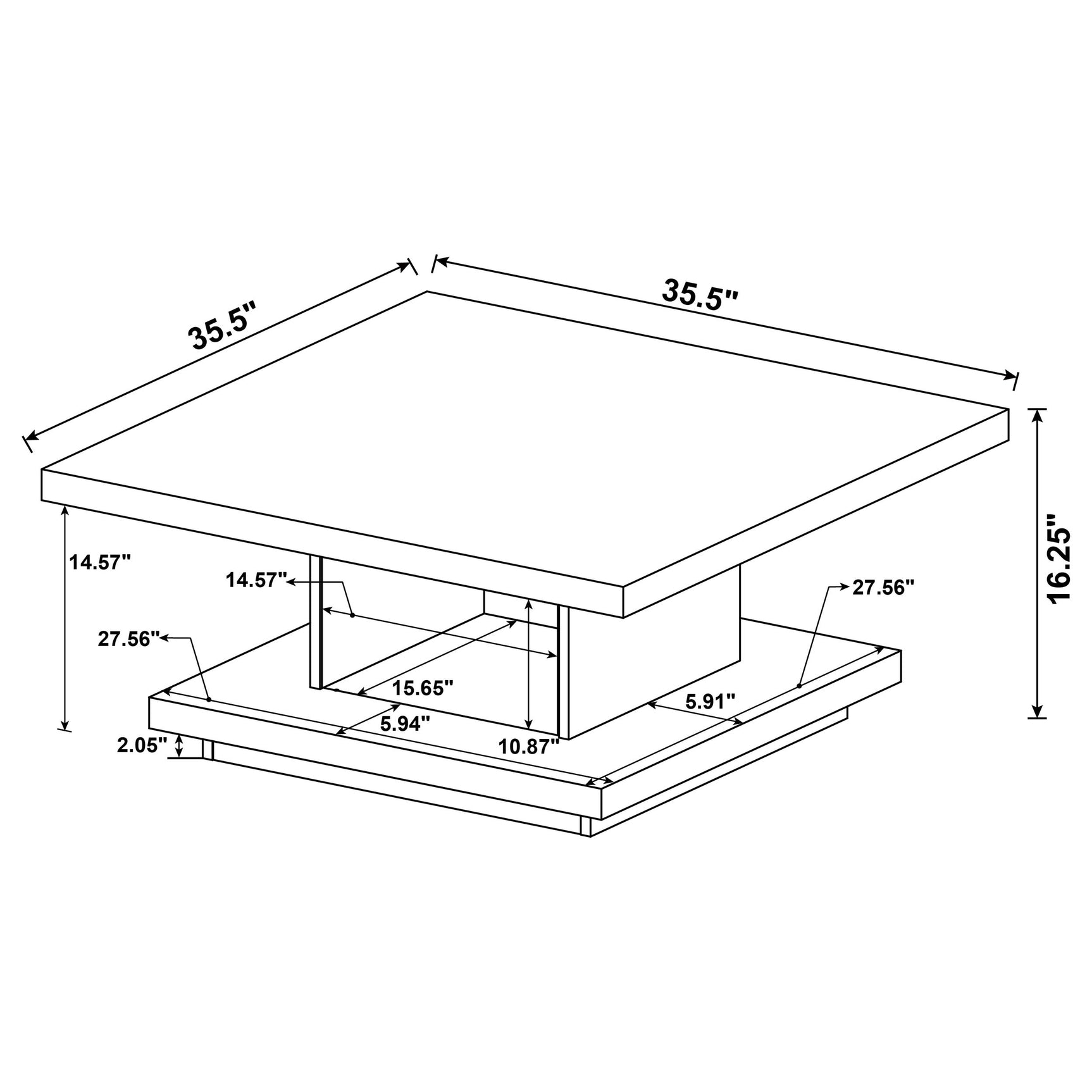 Reston 2-piece Square Coffee and End Table Set Cappuccino - Tampa Furniture Outlet