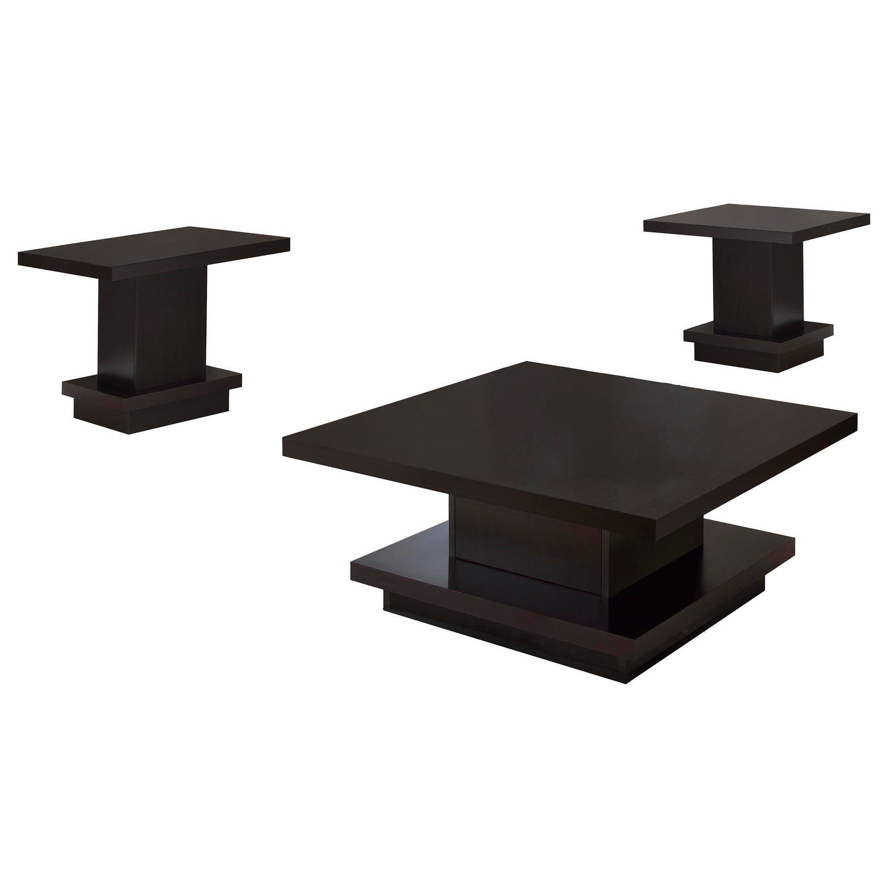 Reston 3-piece Square Coffee and End Table Set Cappuccino - Tampa Furniture Outlet