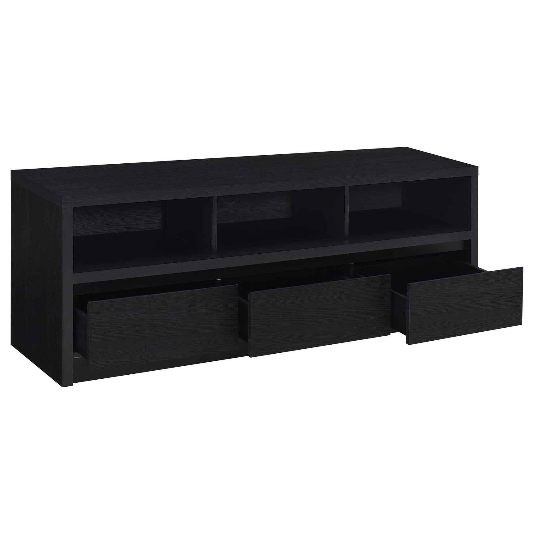 Rutland 59-inch 3-drawer TV Stand Media Console Black - Tampa Furniture Outlet