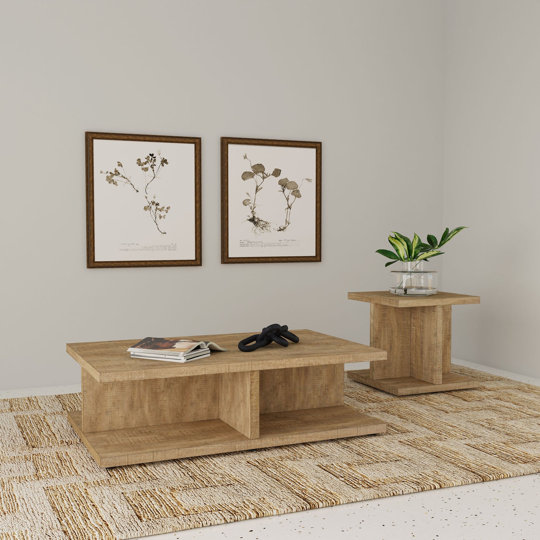 Cortona Square Engineered Wood End Side Table Mango - Tampa Furniture Outlet