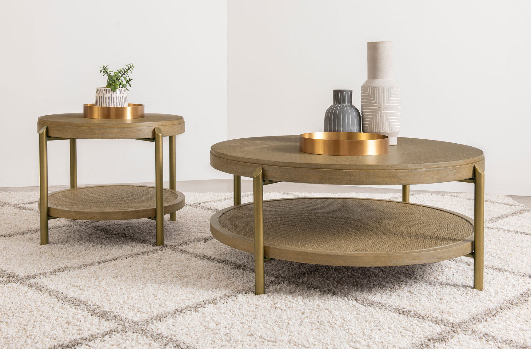 Tampa Furniture Outlet - Coaster - Arini 2-piece Round Coffee and End Table Set Sand Wash - 706188-S2