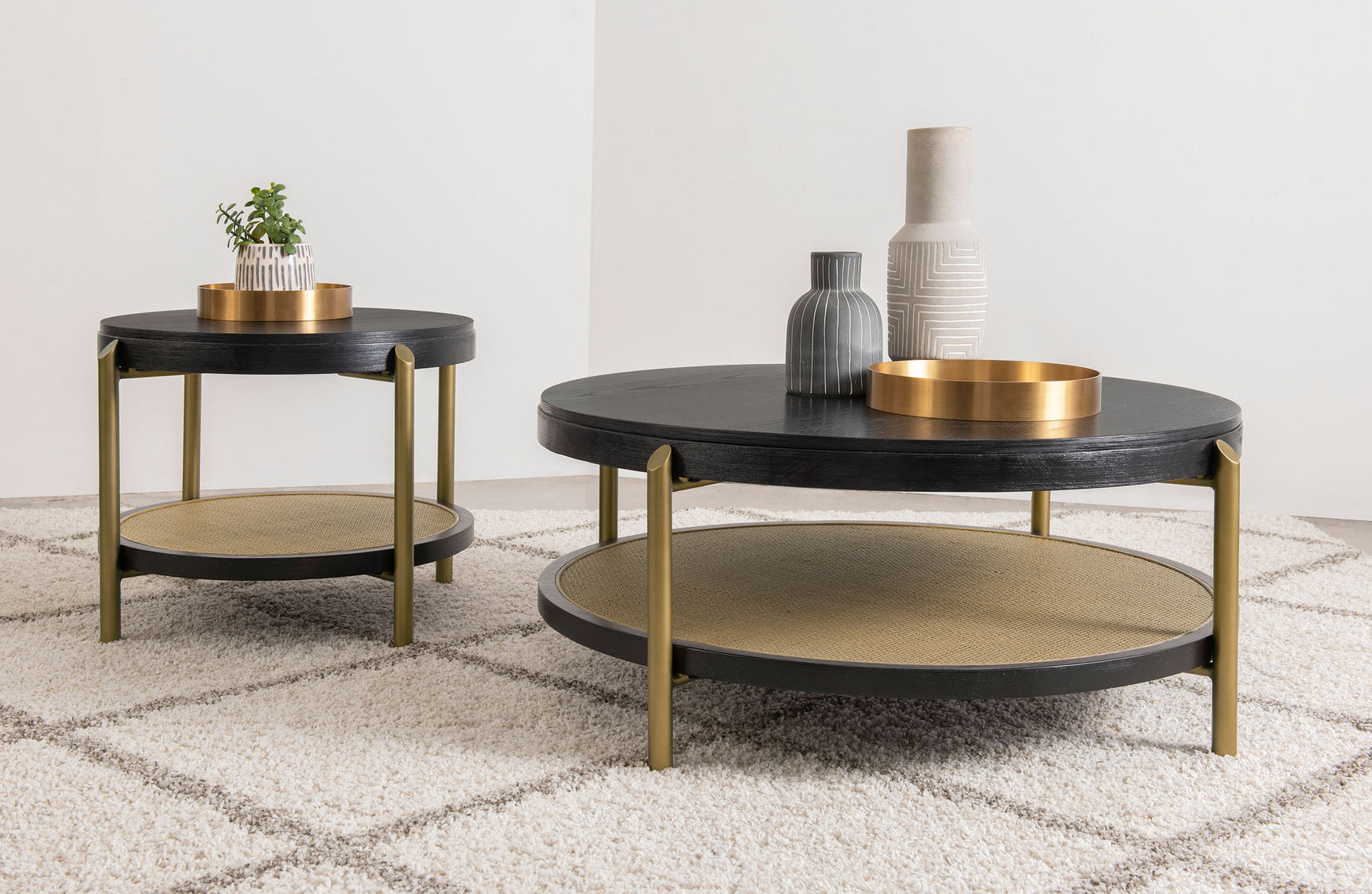 Tampa Furniture Outlet - Coaster - Arini 2-piece Round Coffee and End Table Set Black - 706198-S2