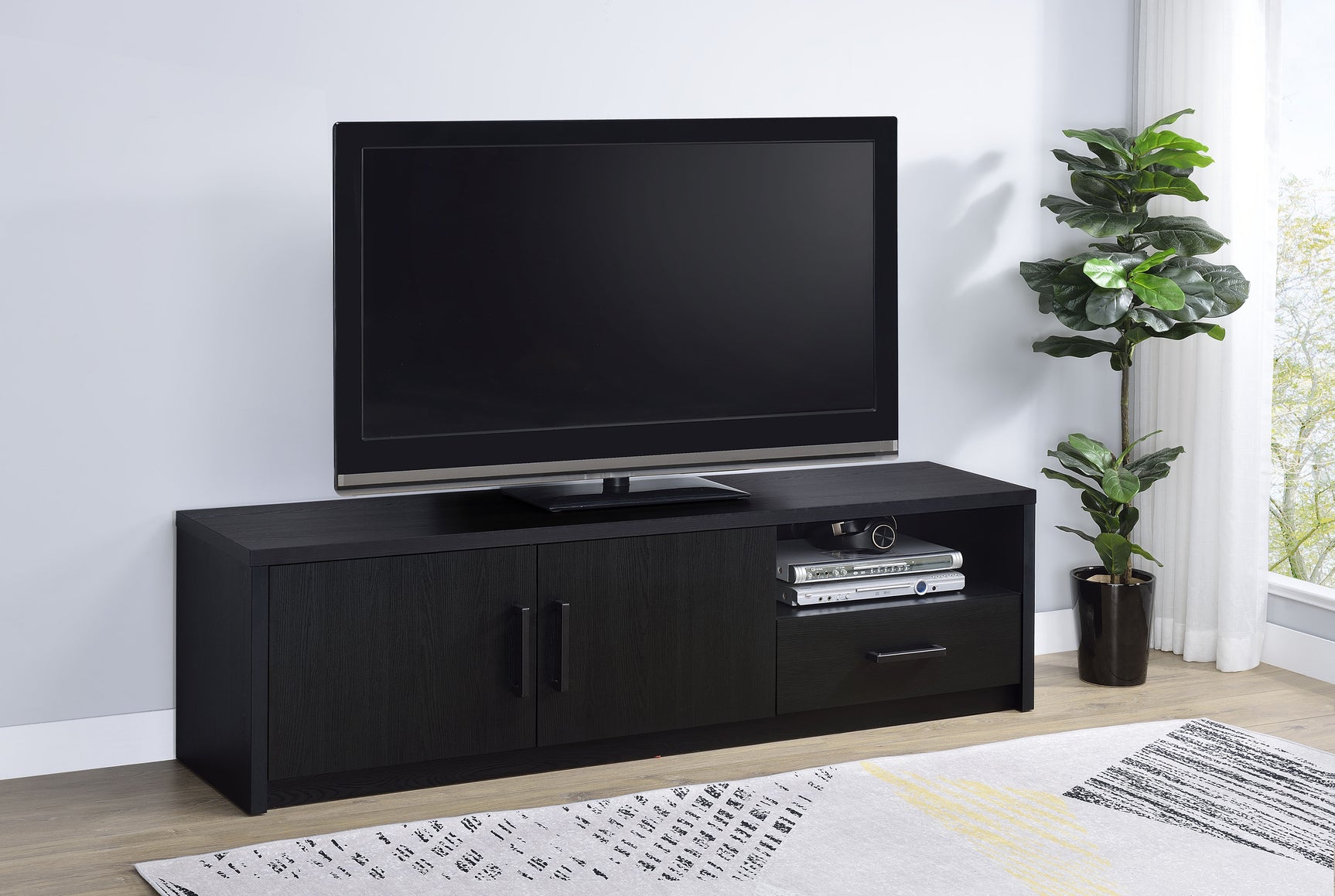 Murray 70-inch 2-door TV Stand Media Console Black - Tampa Furniture Outlet