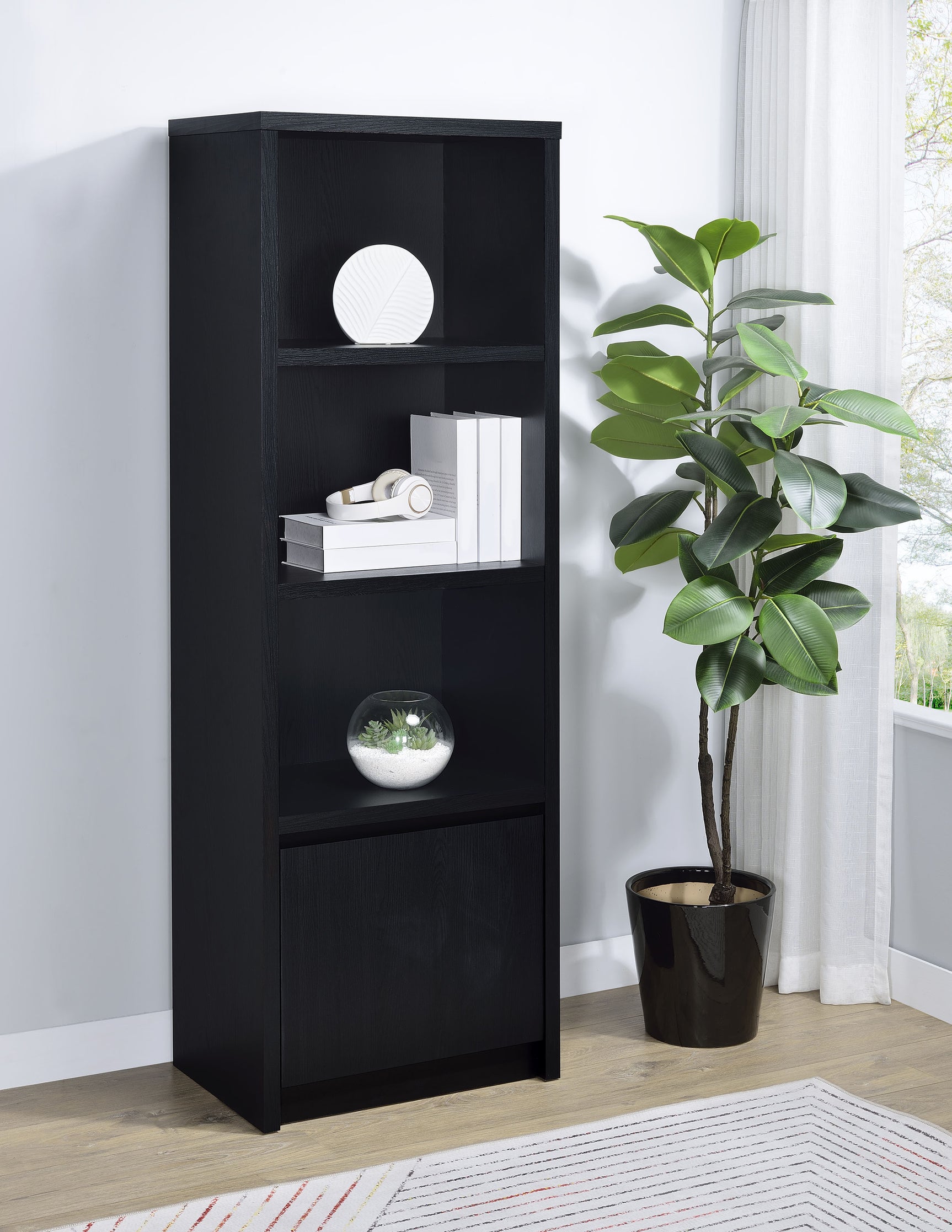 Winfield 3-shelf Media Tower Entertainment Pier Black - Tampa Furniture Outlet