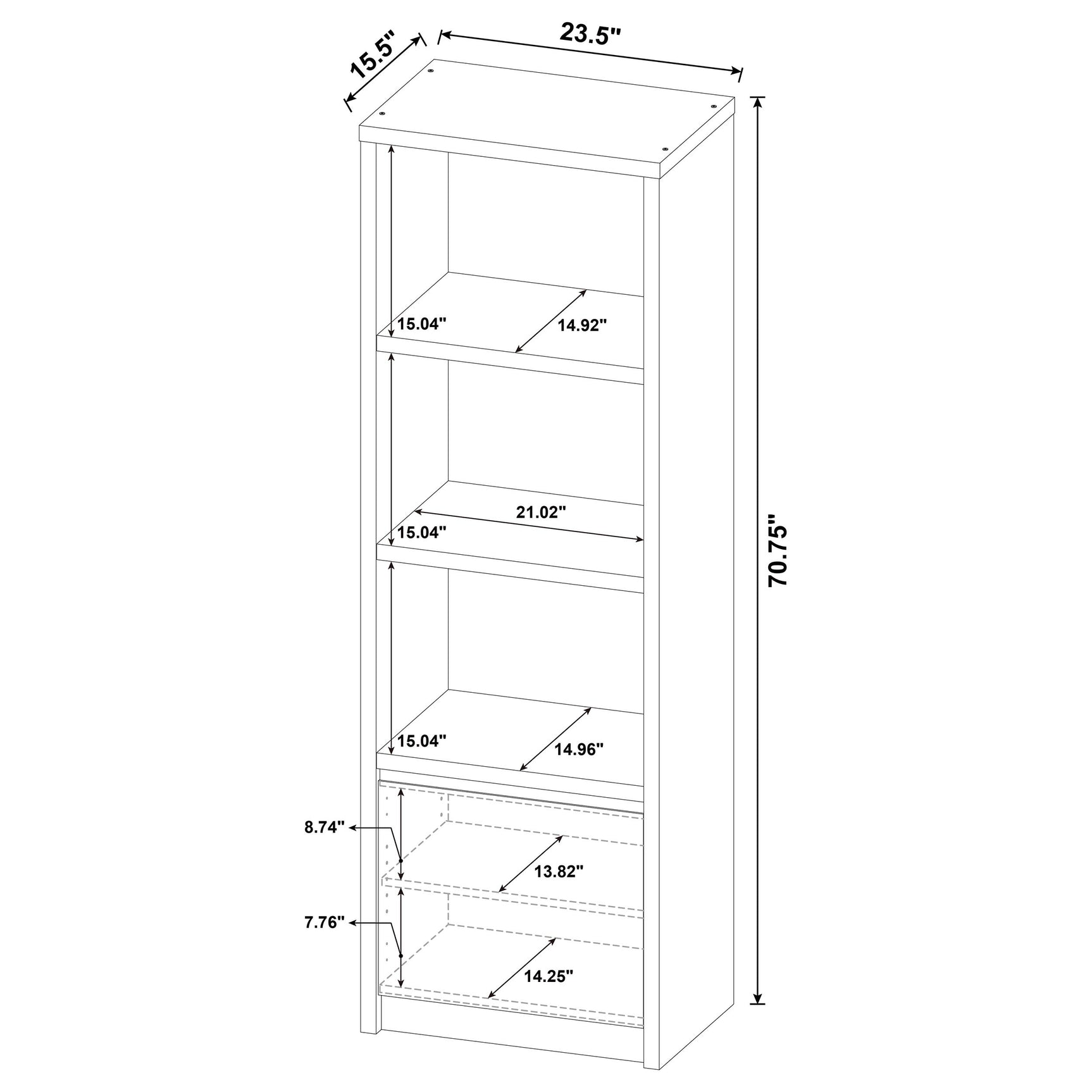 Winfield 3-shelf Media Tower Entertainment Pier Black - Tampa Furniture Outlet