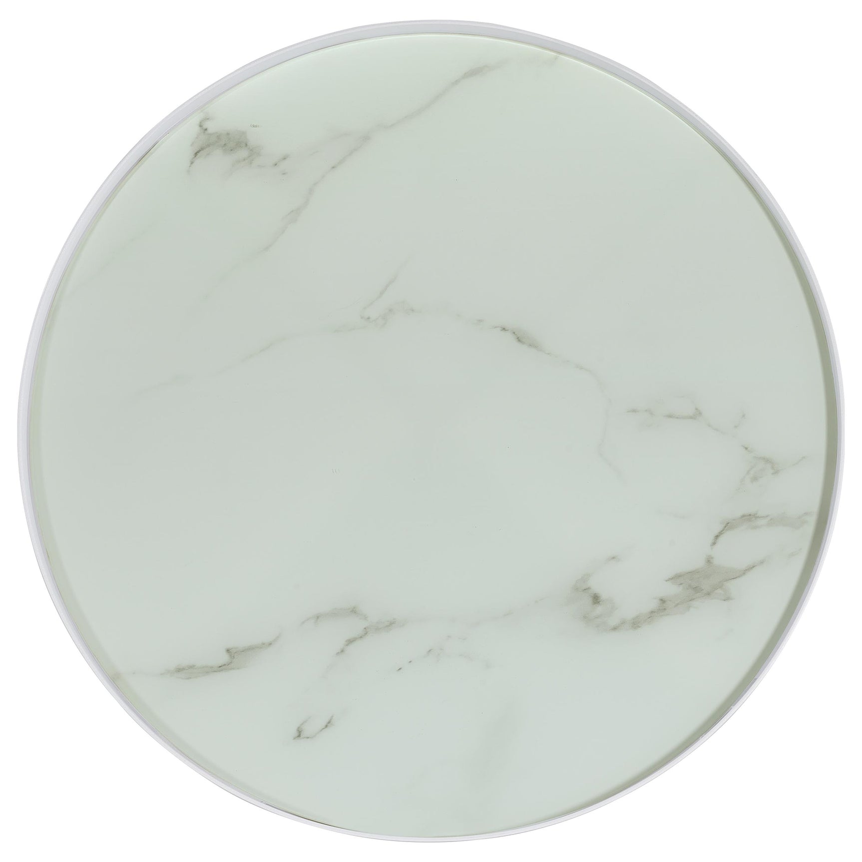 Briggs Round Marble Printed Glass Top End Side Table White - Tampa Furniture Outlet