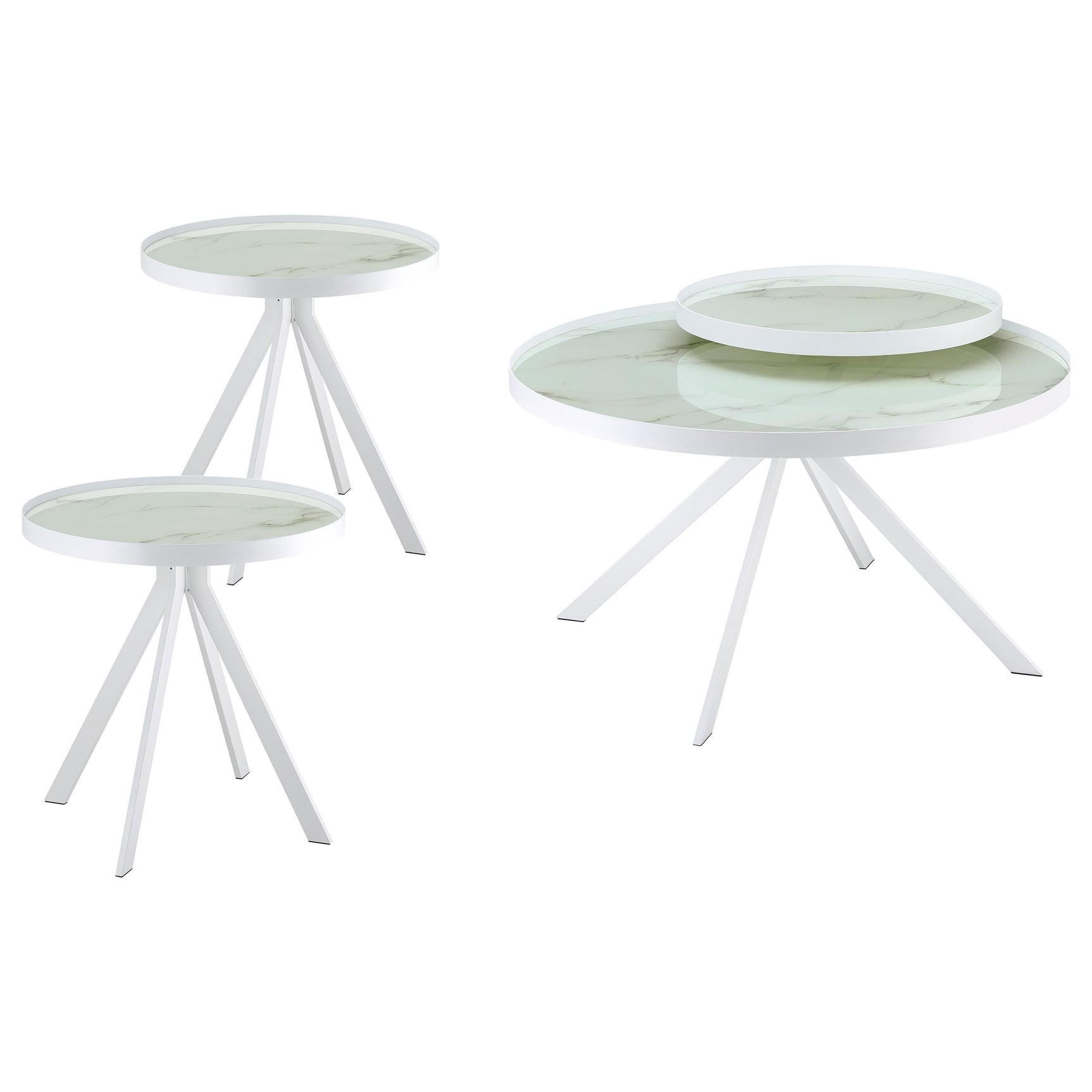 Briggs 3-piece Round Coffee and End Table Set White - Tampa Furniture Outlet