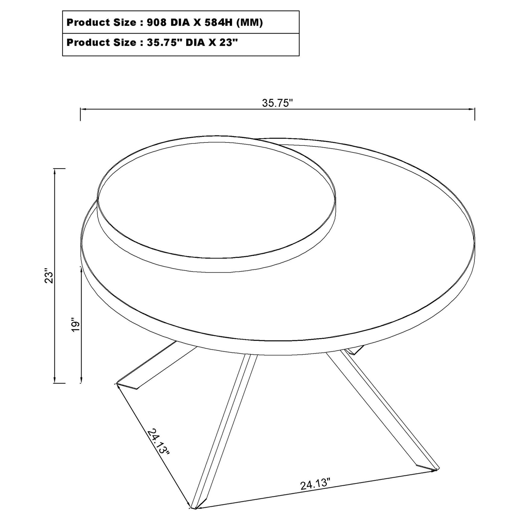 Briggs Round Marble Printed Glass Top Coffee Table White - Tampa Furniture Outlet