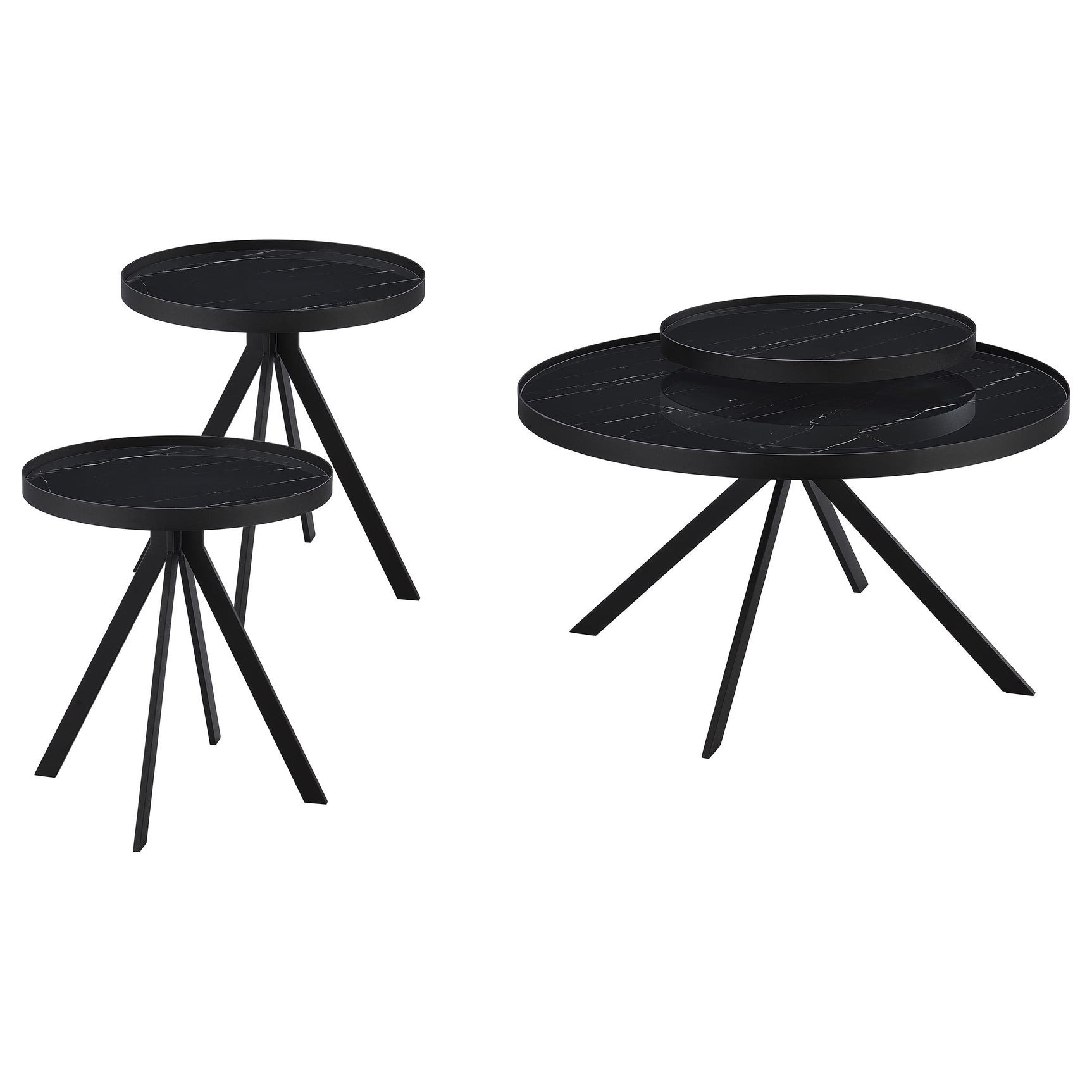 Briggs 3-piece Round Coffee and End Table Set Black - Tampa Furniture Outlet