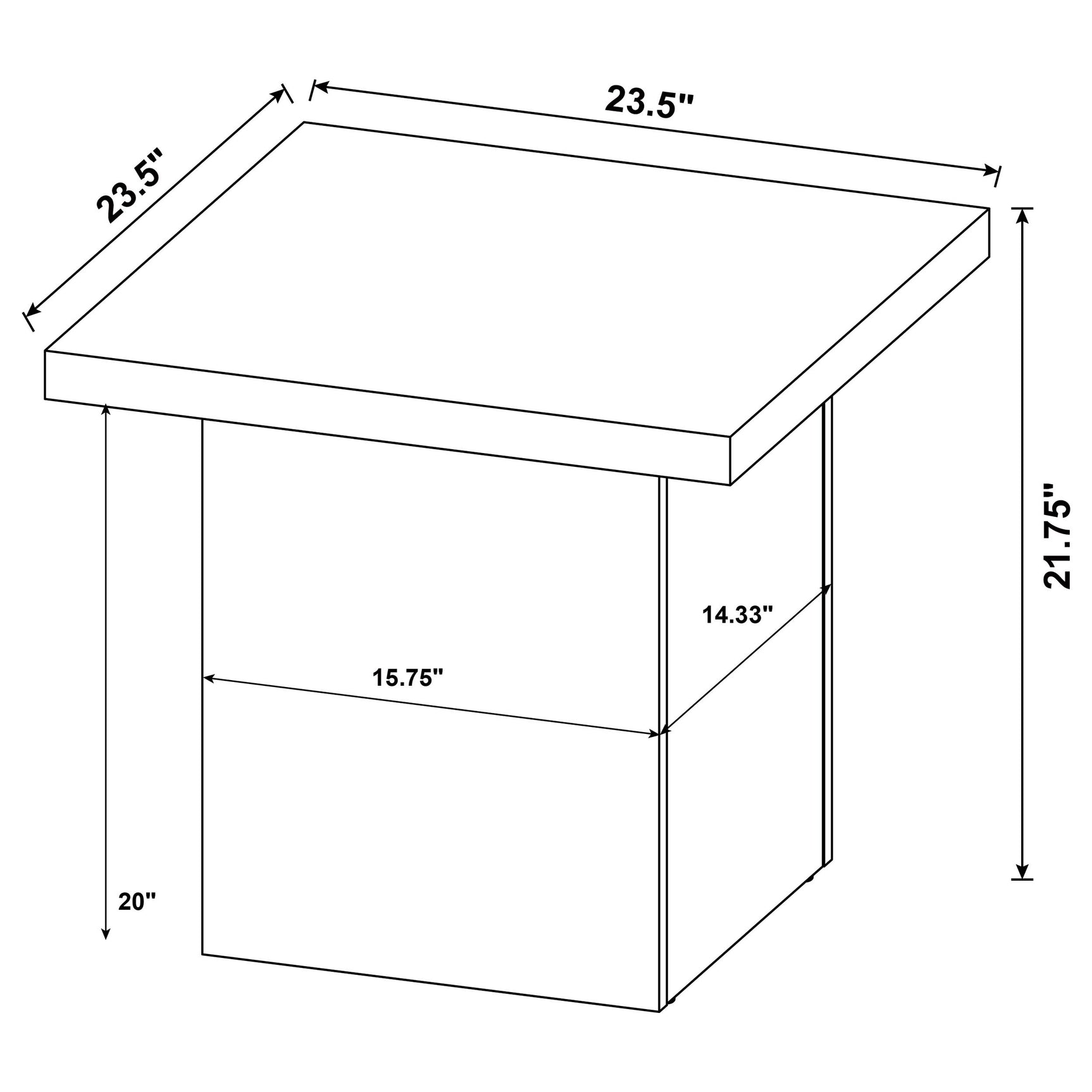 Max Square Engineered Laminate End Side Table Black - Tampa Furniture Outlet