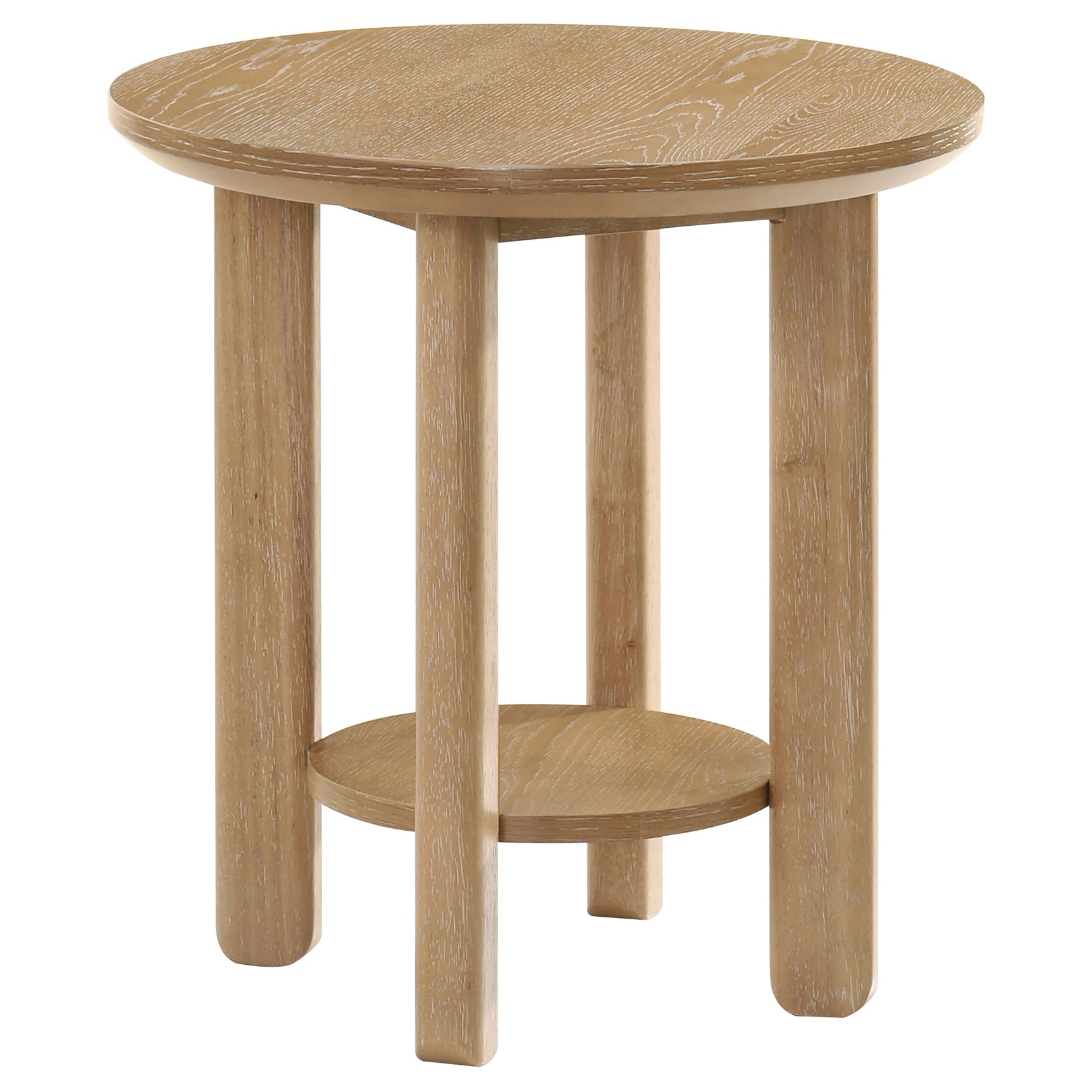 Tampa Furniture Outlet - Coaster - Ottowa Round Wood Side End Table with Shelf Light Oak - 706297