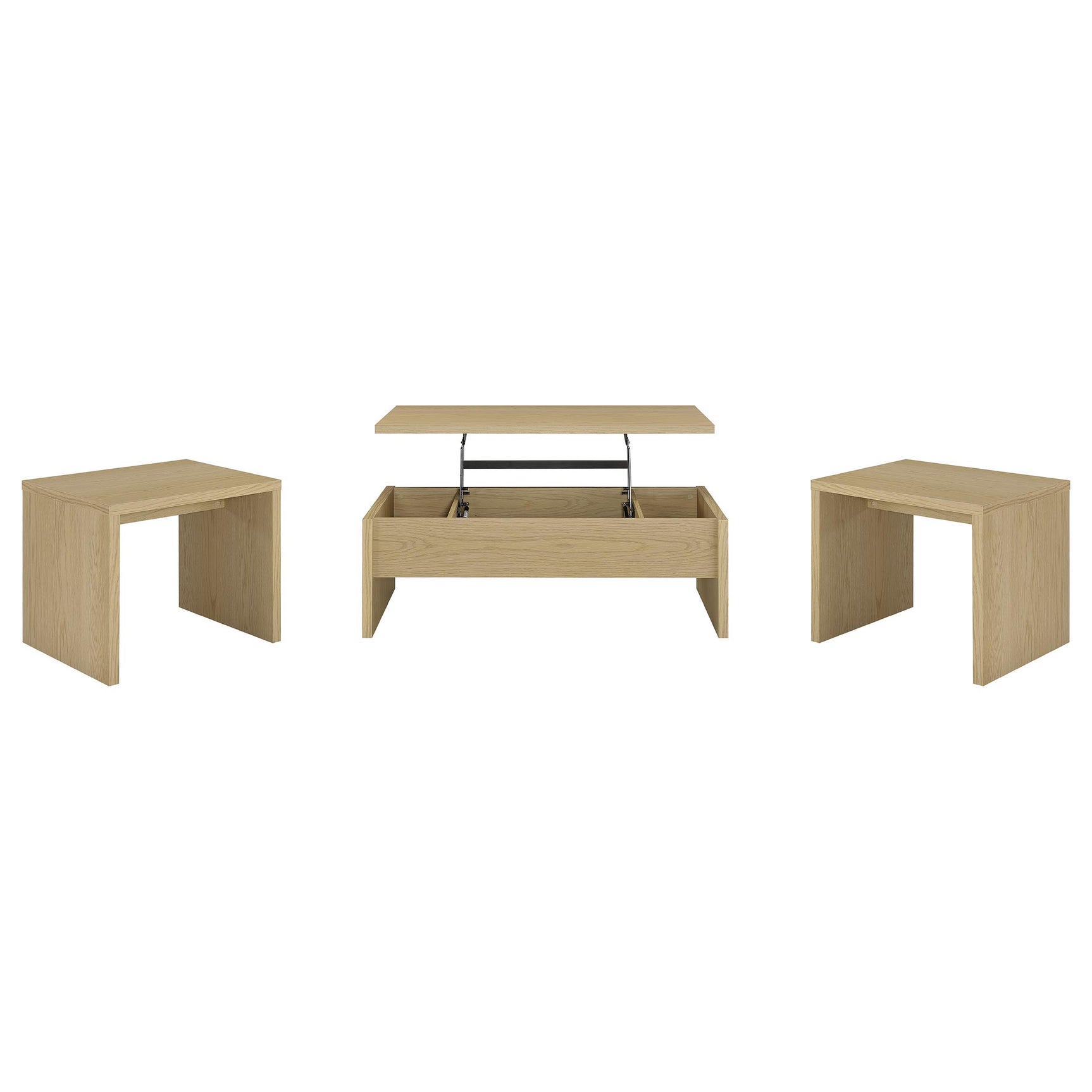 Canoga 3-piece Lift Top Cocktail Coffee Table Set Light Oak
