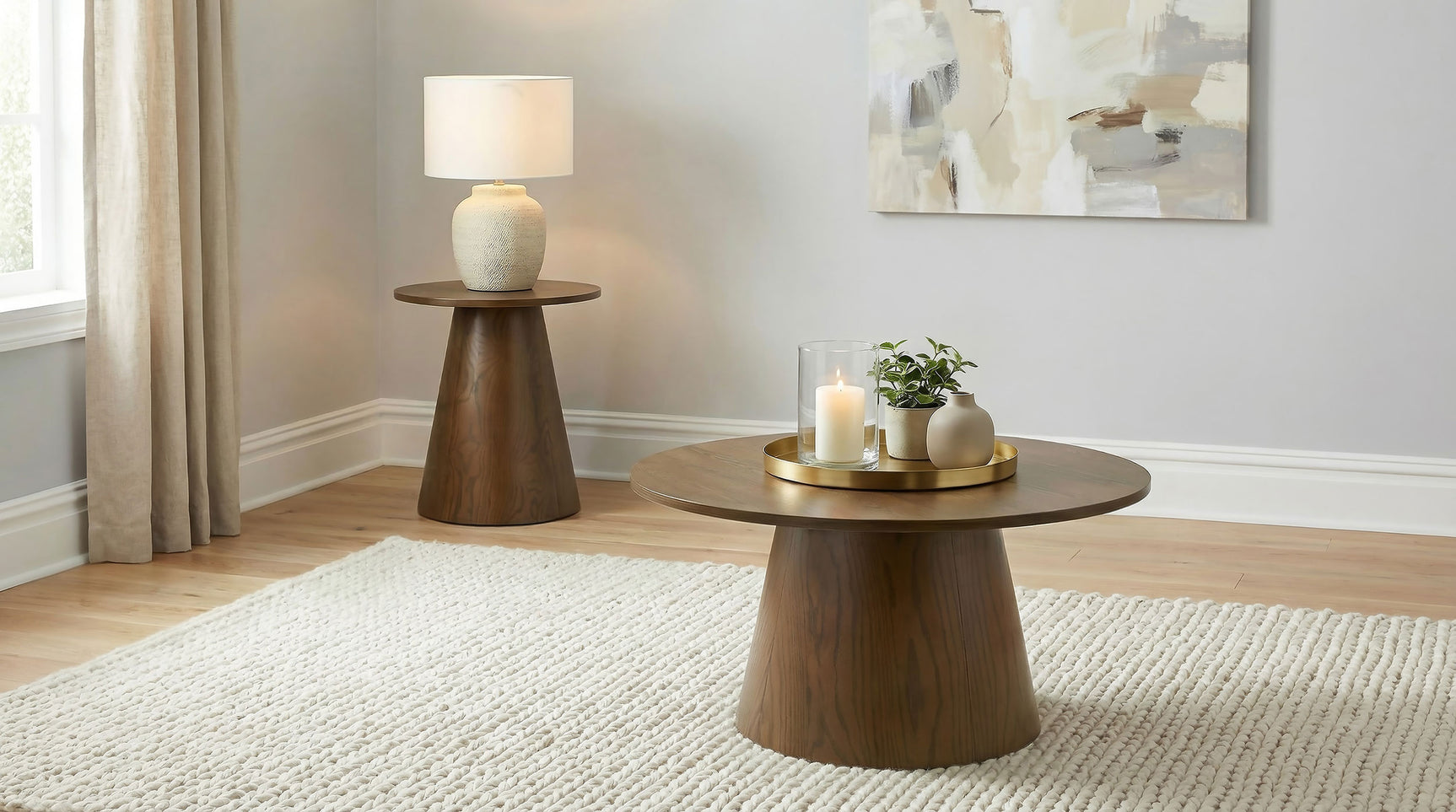 Tampa Furniture Outlet - Coaster - Franklin 2-piece Round Pedestal Coffee Table Set Dark Brown - 706438-S2