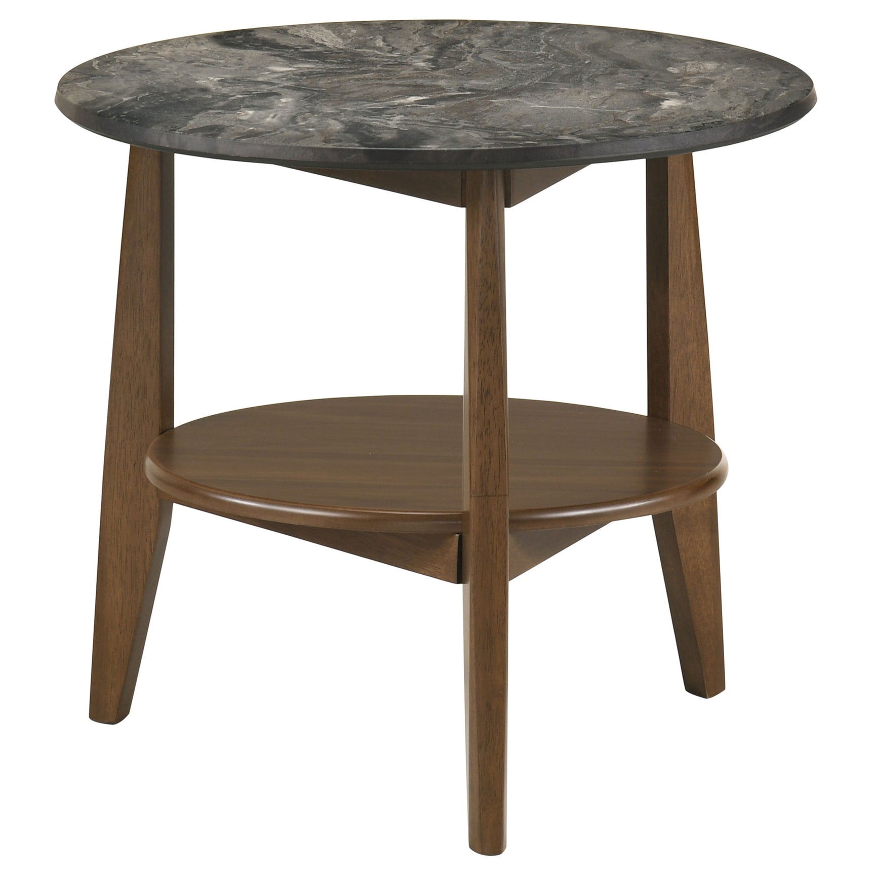 Tampa Furniture Outlet - Coaster - Bradley Round SmartTop End Side Table Smokey Grey and Dark Brown - 706457
