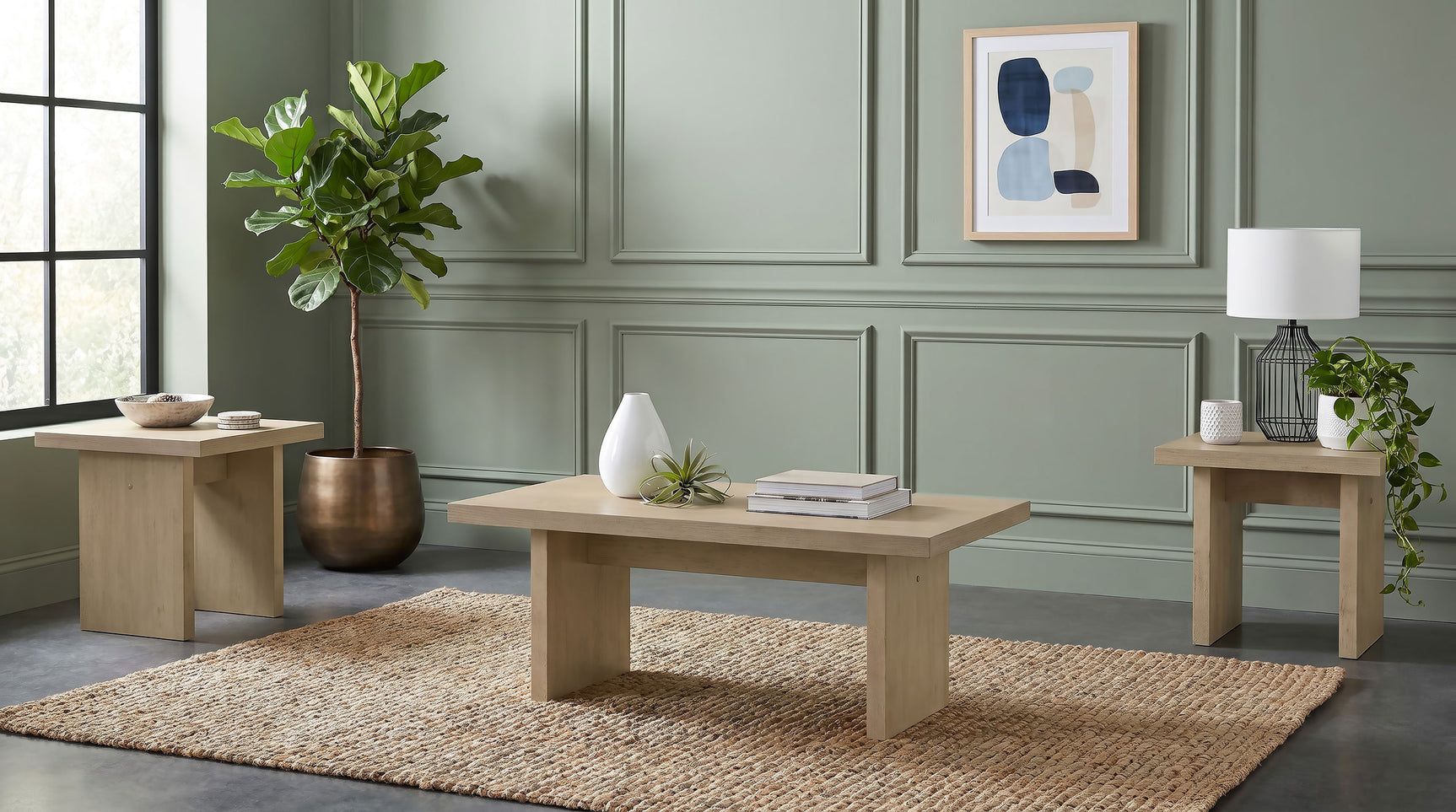 Tampa Furniture Outlet - Coaster - Decker 3-piece Coffee and End Table Set Natural Oak - 706468-S3