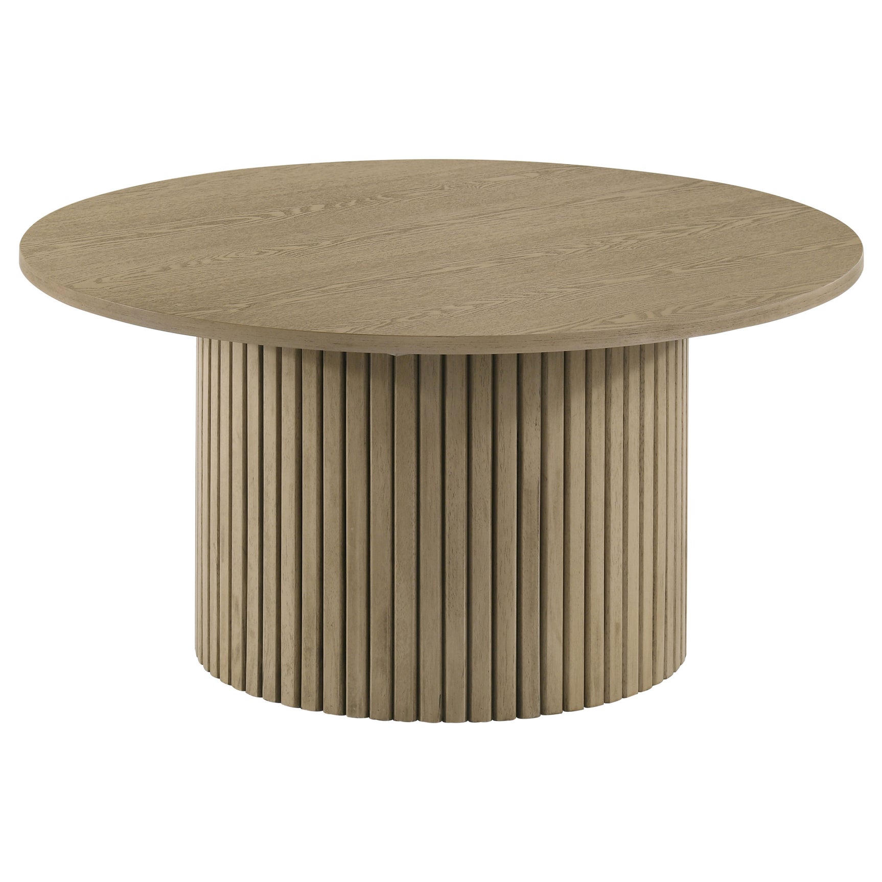 Hamlyn 2-piece Round Fluted Coffee and End Table Set Natural Oak