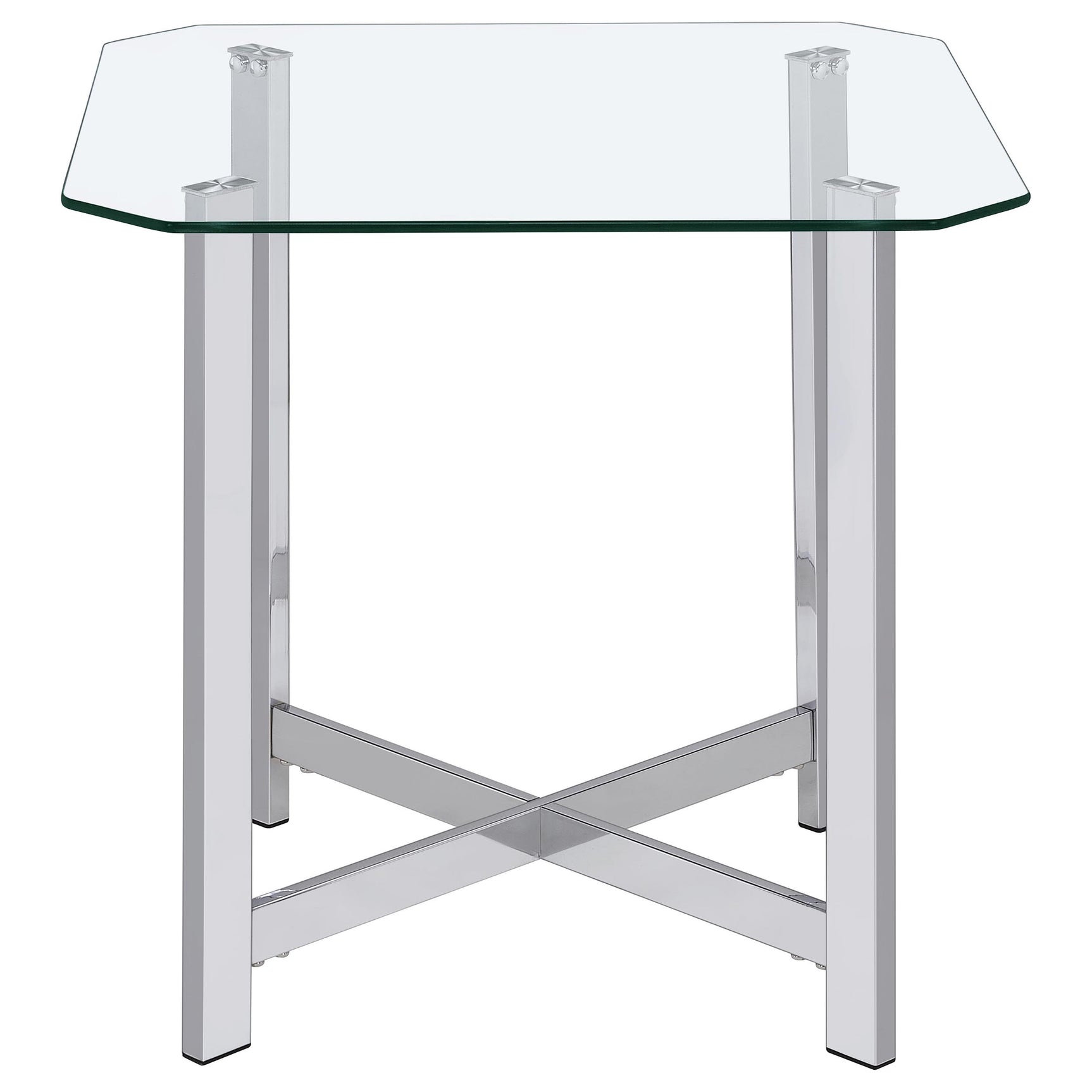 Cronin Square Tempered Glass Top Side End Table Chrome