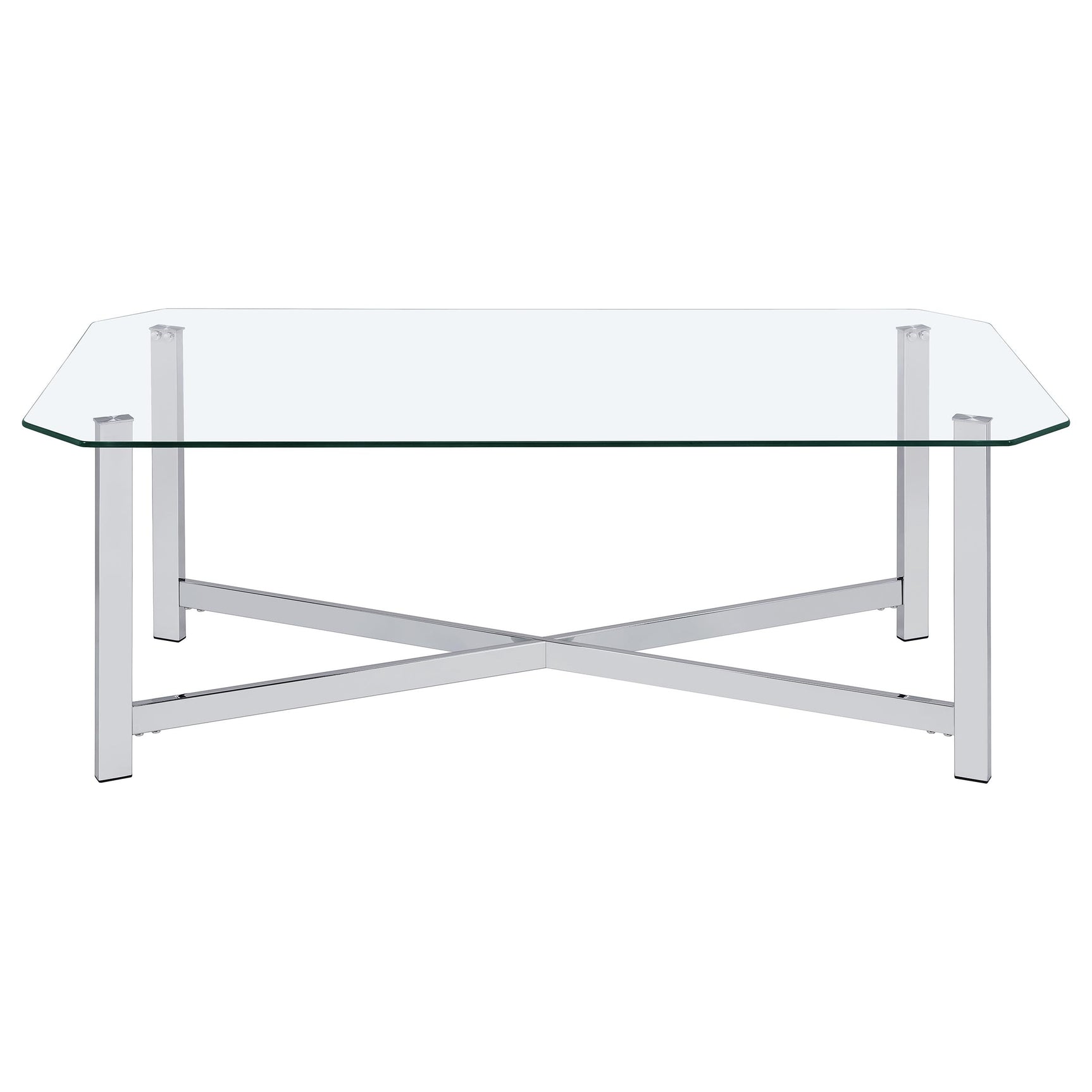 Cronin 2-piece Tempered Glass Top Coffee Table Set Chrome