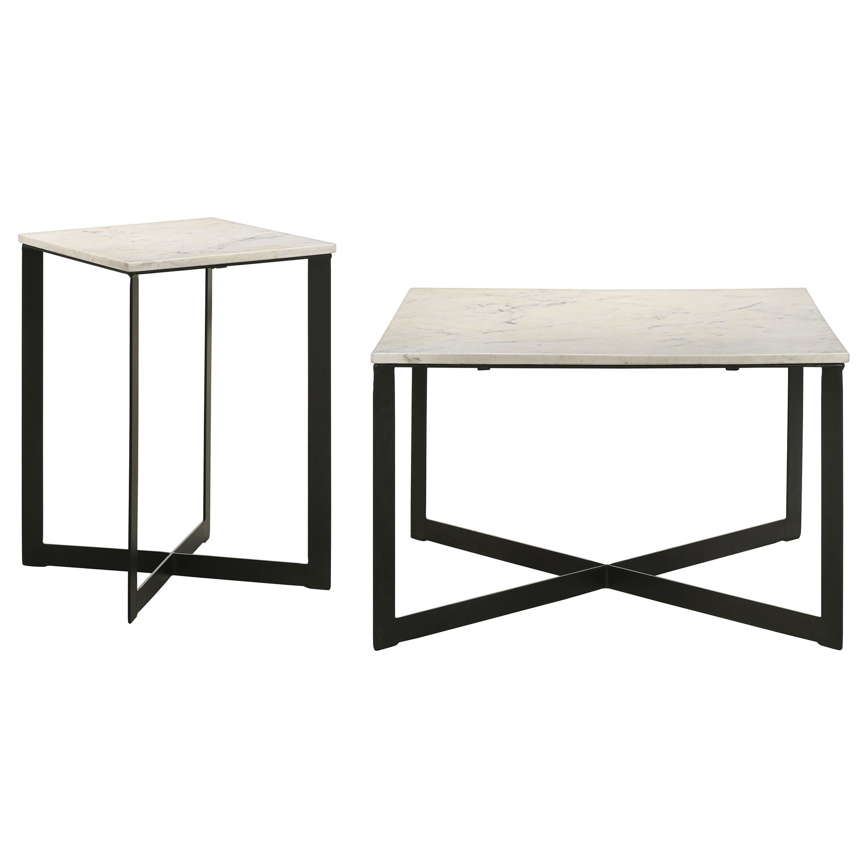 Tobin 2-piece Marble Top Coffee and End Table Set White - Tampa Furniture Outlet