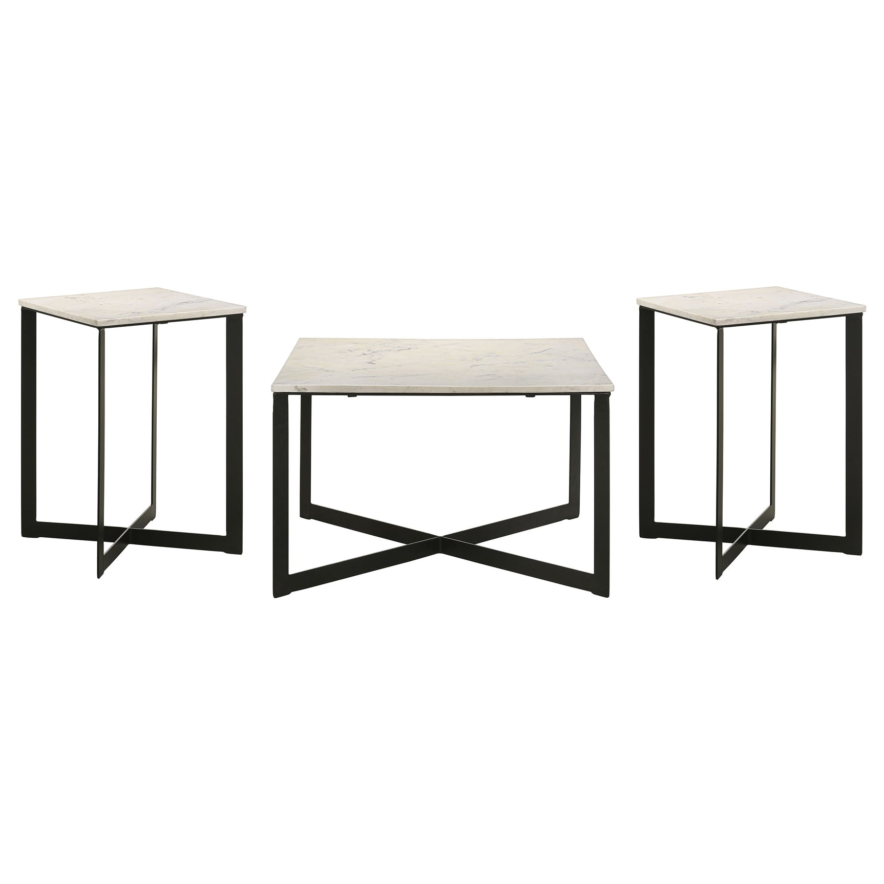 Tobin 3-piece Marble Top Coffee and End Table Set White - Tampa Furniture Outlet