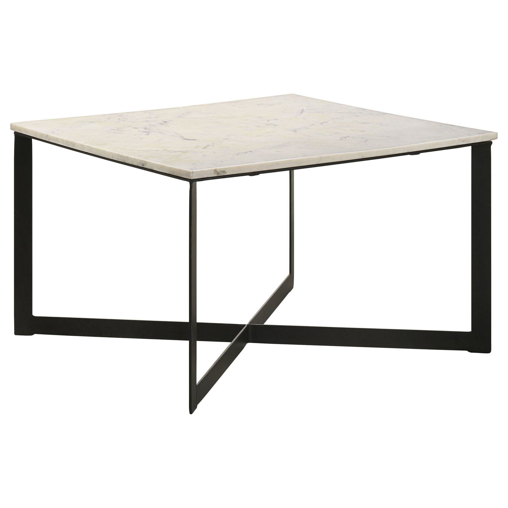 Tampa Furniture Outlet - Coaster - Tobin Square Marble Top Coffee Table White and Black - 707698