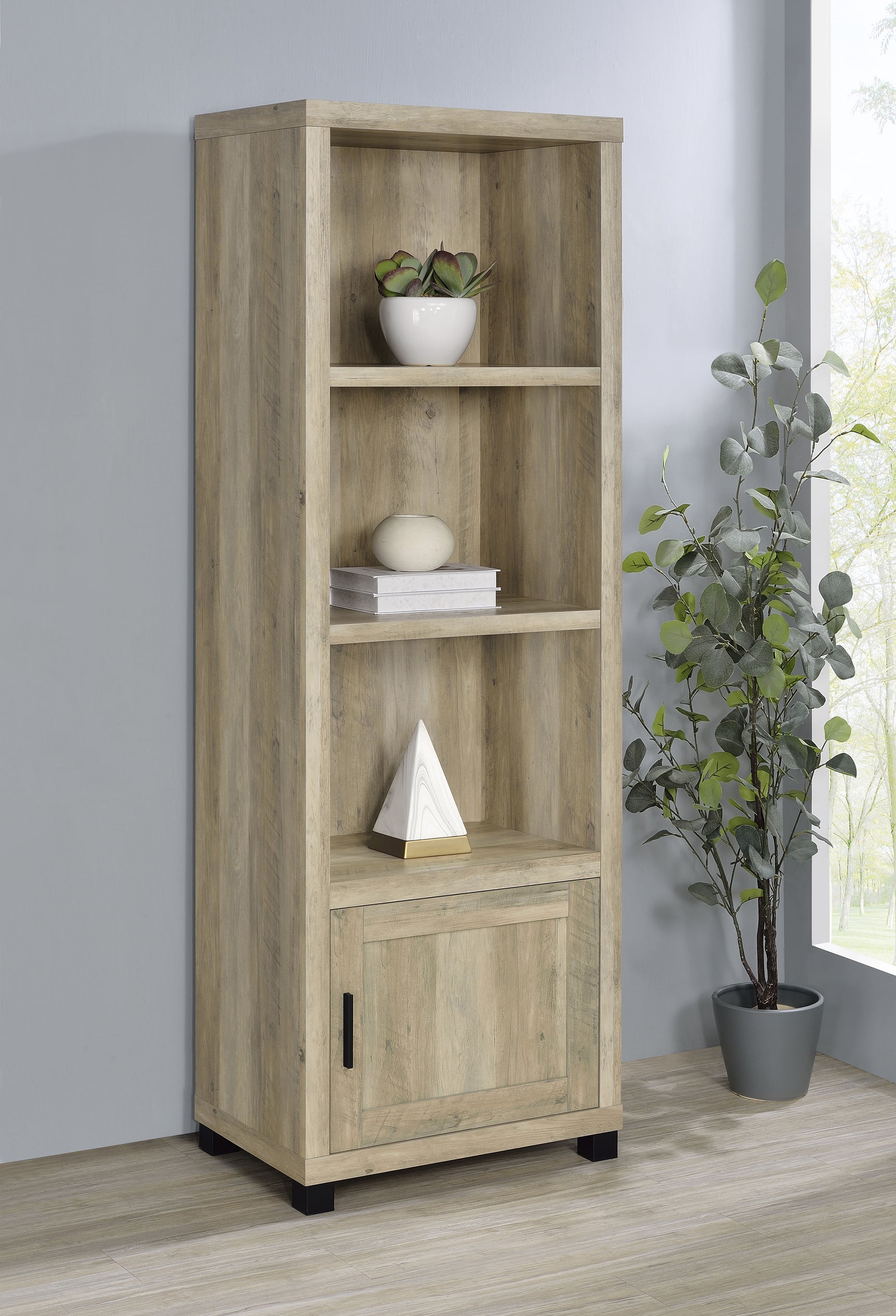 Sachin 3-shelf Engineered Wood Media Tower Distressed Pine - Tampa Furniture Outlet