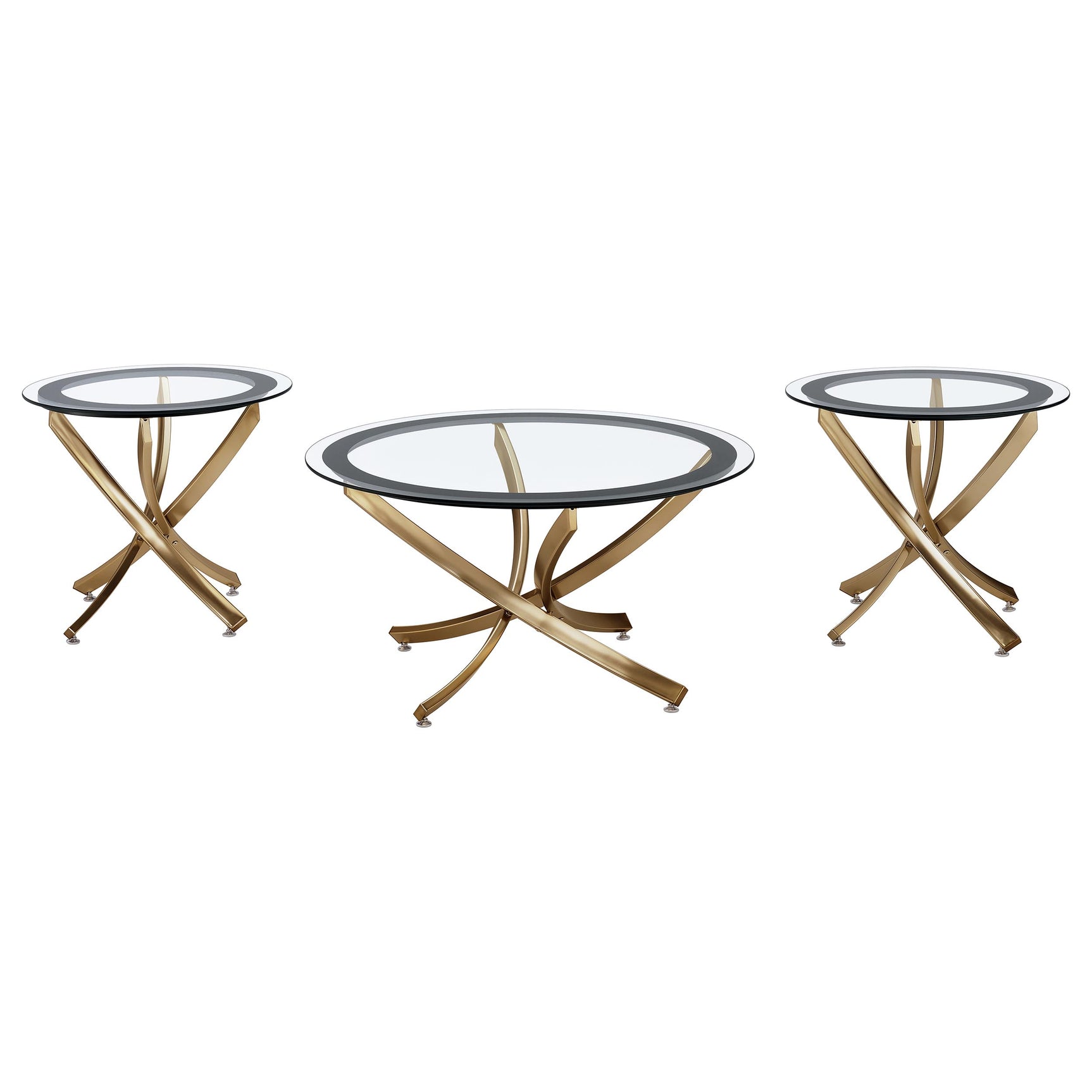 Tampa Furniture Outlet - Coaster - Brooke 3-piece Round Coffee and End Table Set Rose Brass - 707888-S3