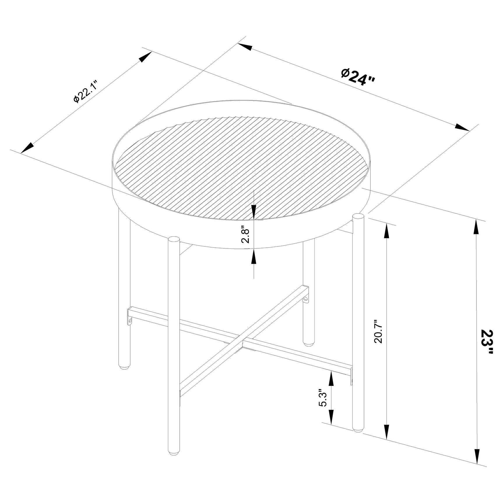 Ozella 2-piece Round Coffee and End Table Set Sandy Black