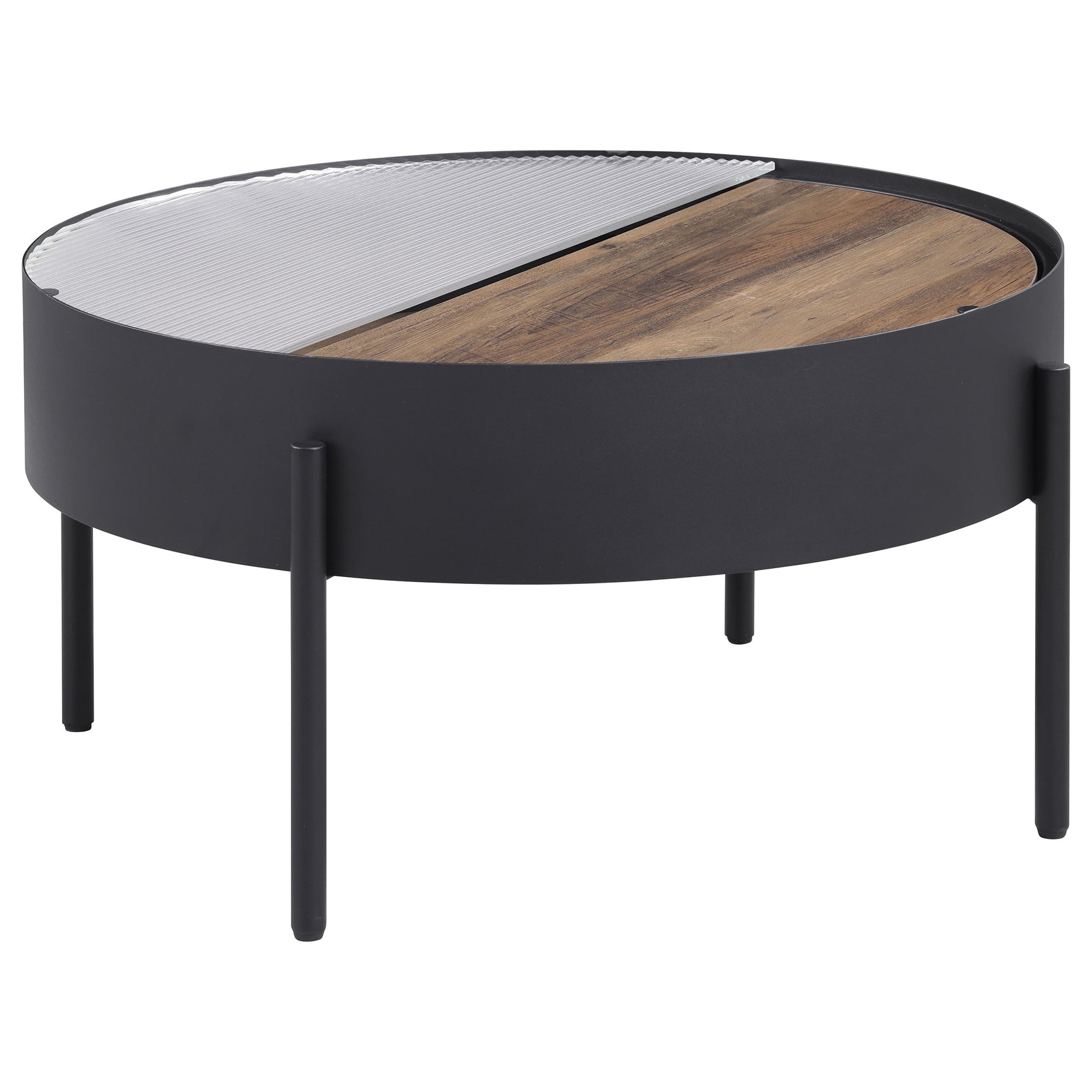 Ozella 3-piece Round Coffee and End Table Set Sandy Black - Tampa Furniture Outlet
