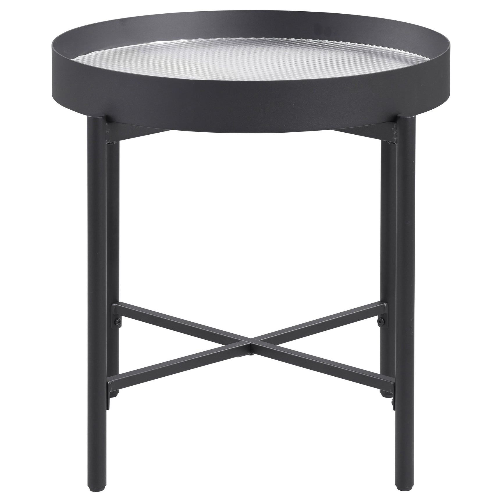 Ozella 3-piece Round Coffee and End Table Set Sandy Black - Tampa Furniture Outlet