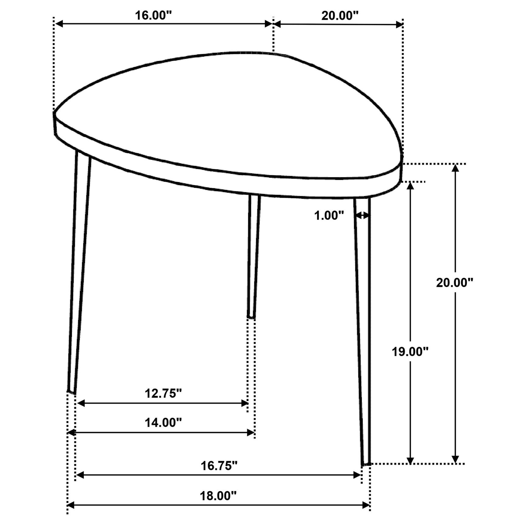 Odessa Triangular Solid Wood End Table Black - Tampa Furniture Outlet
