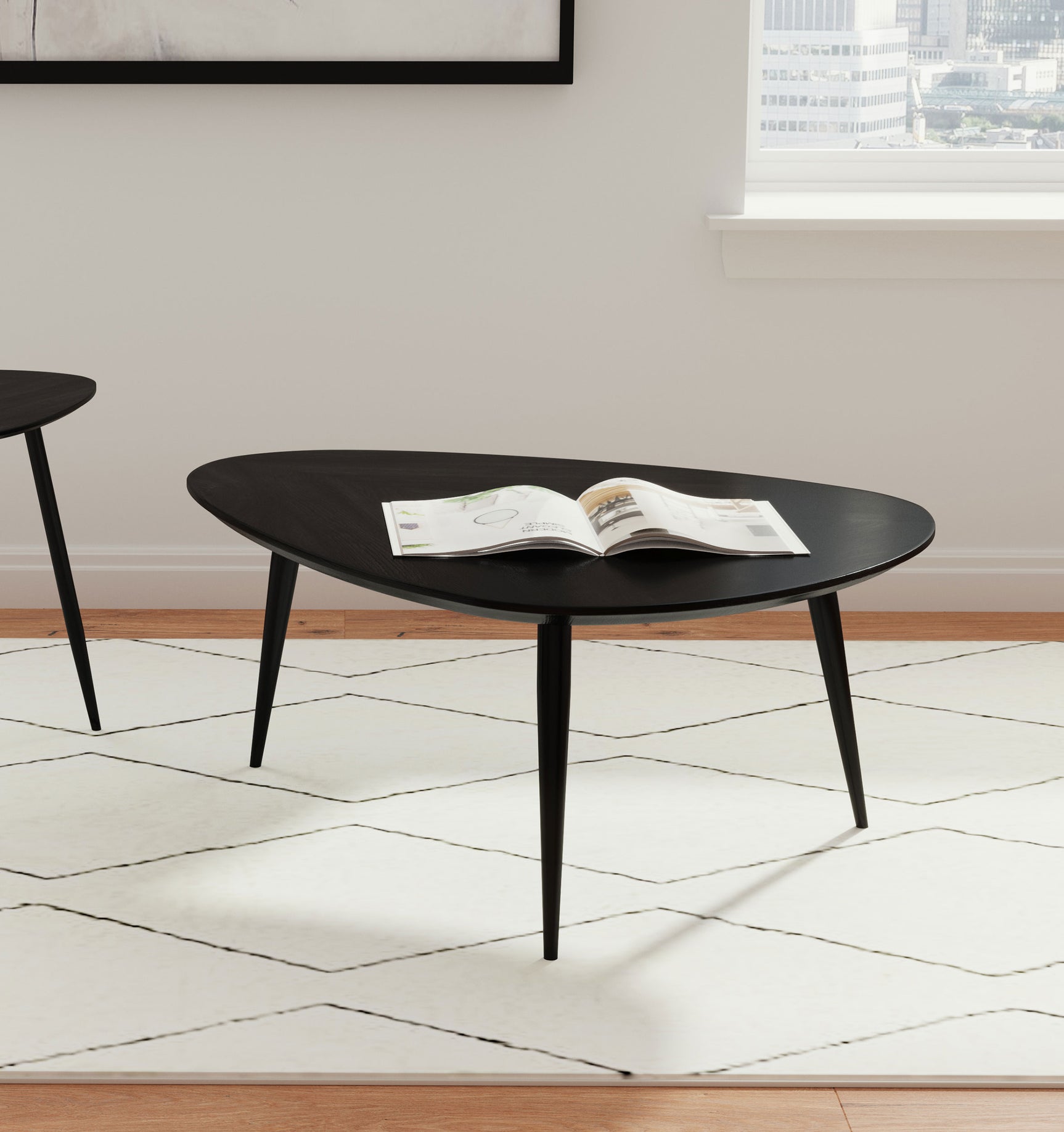 Odessa Triangular Solid Wood Coffee Table Black - Tampa Furniture Outlet