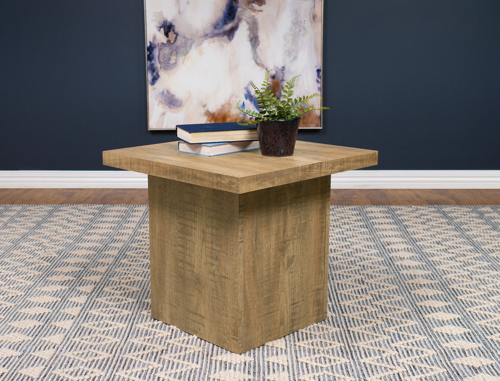 Devar Square Engineered Wood End Table Mango Brown - Tampa Furniture Outlet