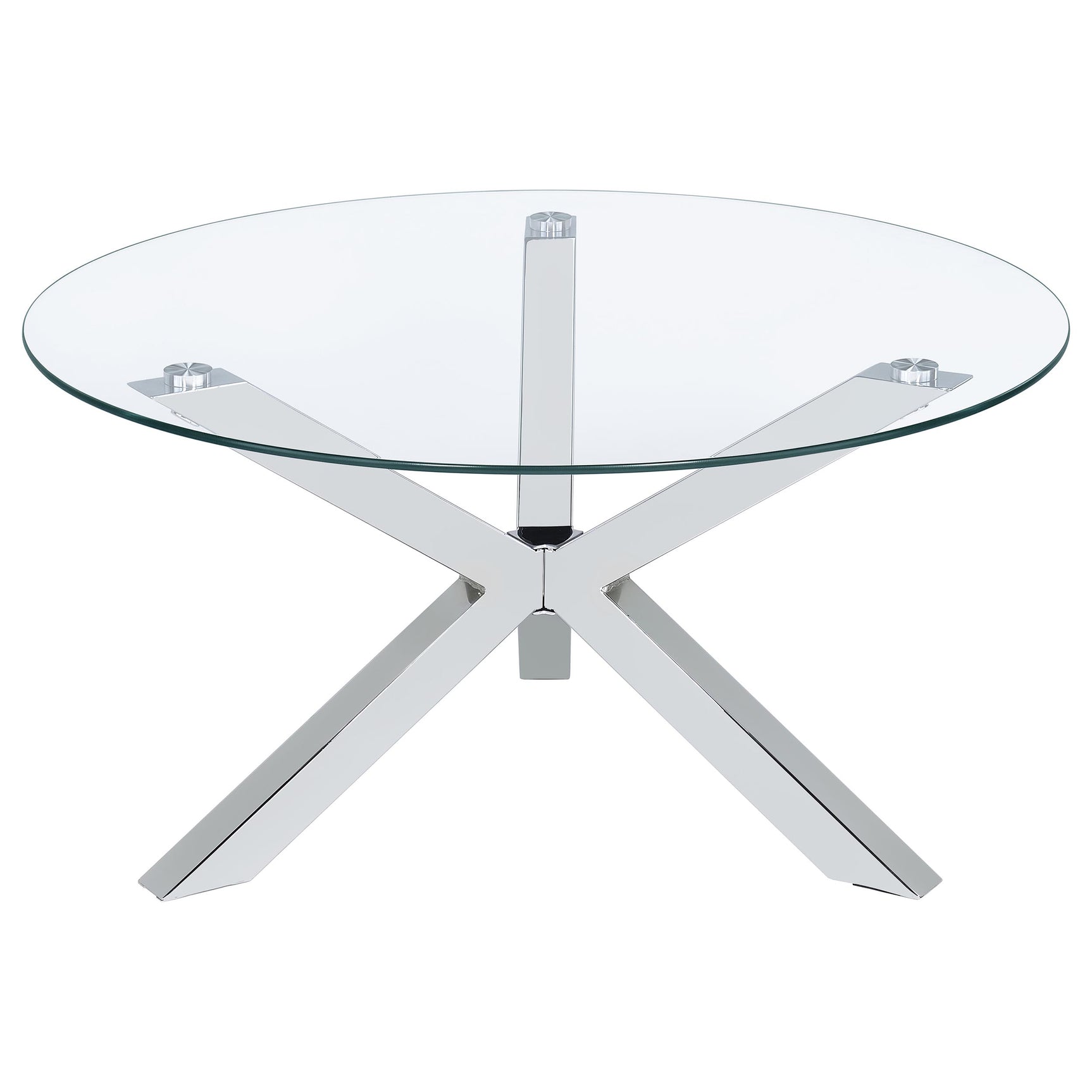 Kenzie Round Tempered Glass Top Cocktail Coffee Table Chrome - Tampa Furniture Outlet