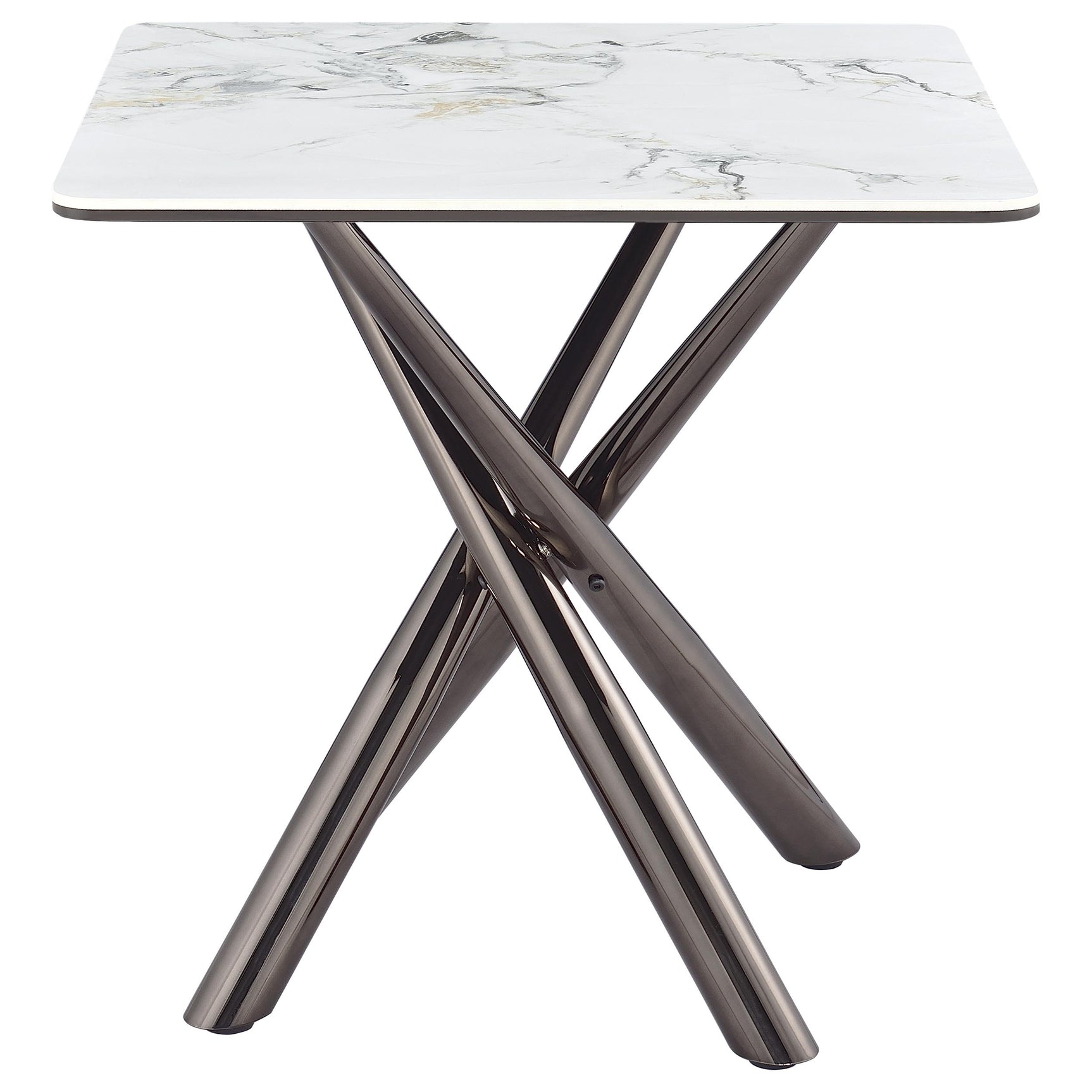 Carvell Square Sintered Stone End Side Table Mirage White - Tampa Furniture Outlet
